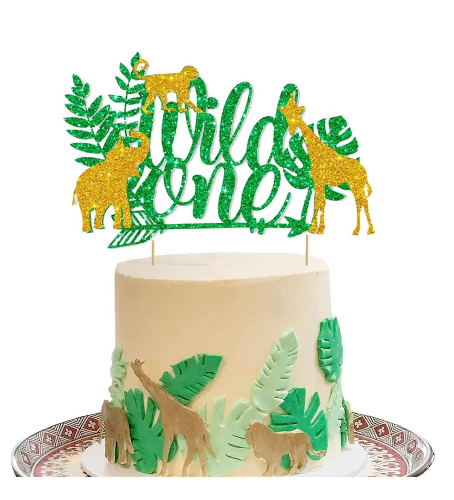 GotGala Jungle Safari Animal Wild One Cake Topper Jungle Wild Safari Zoo 1st First Birthday Baby Shower Party Cake Supplies Decorations - Buy Online on GoSupps.com