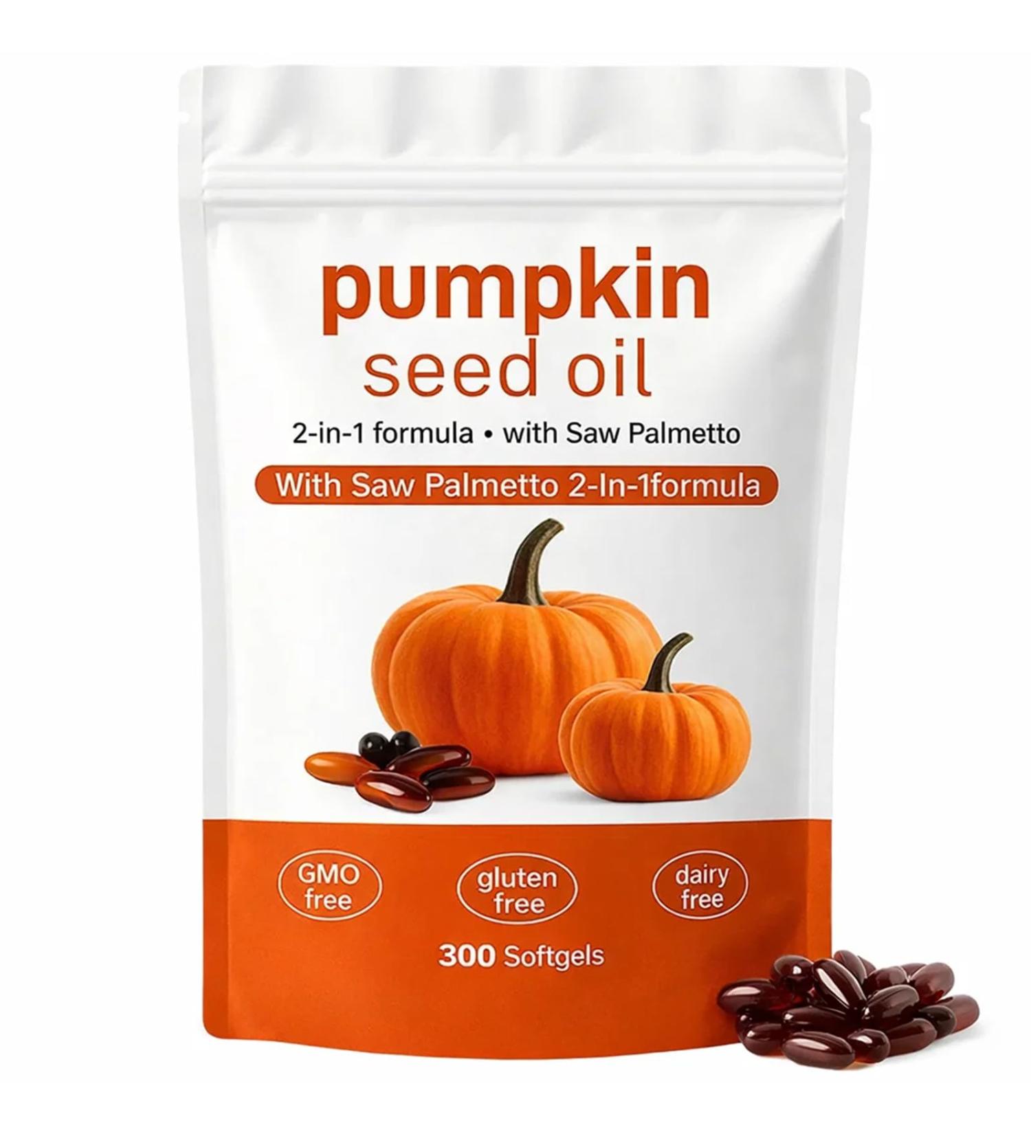 Pumpkin Seed Oil Capsules 2 in 1 Pumpkin Seed Oil with Saw Palmetto for Hair 3000mg Pure & Natural Supplement Supports Hair Heart Skin Supplement Non-GMO Gluten Free 300 Softgels (1) - Buy Online on GoSupps.com