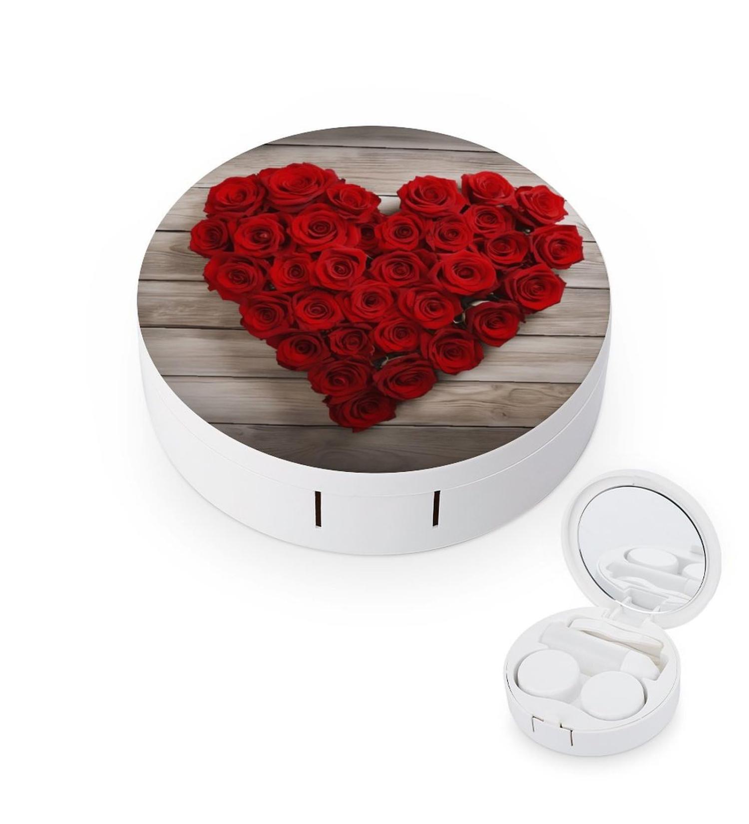 Buy Red Heart-Shaped Roses Print Contact Lens Case - Stylish & Portable Lens Care Box for Travel - Buy Online on GoSupps.com