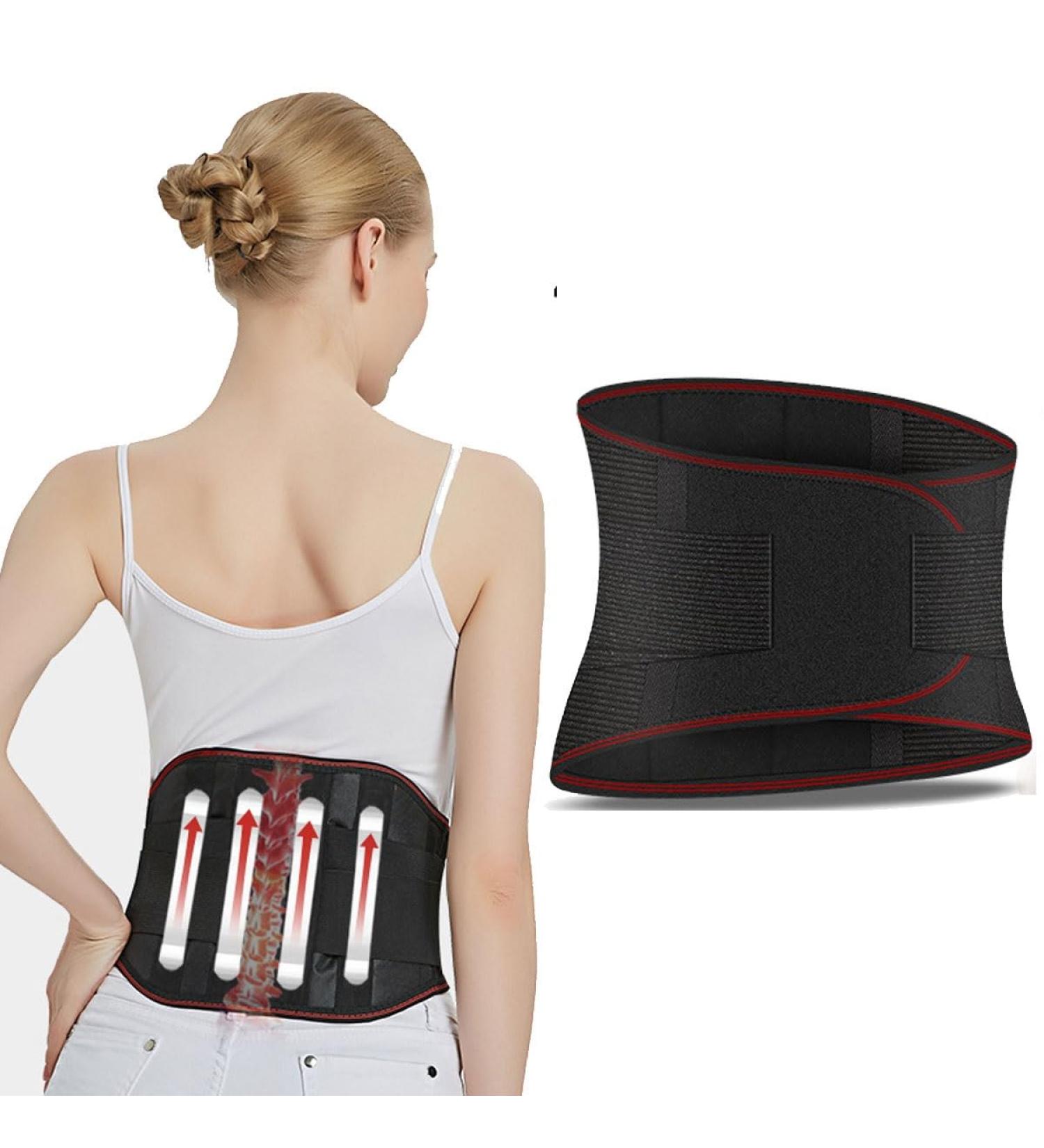 MIOTEQ Self-Heating Waist Support Belt | Heated Back Support & Massage Pillows for Pain Relief | L/Large Black Sash for Lower Back Protection - Buy Online on GoSupps.com