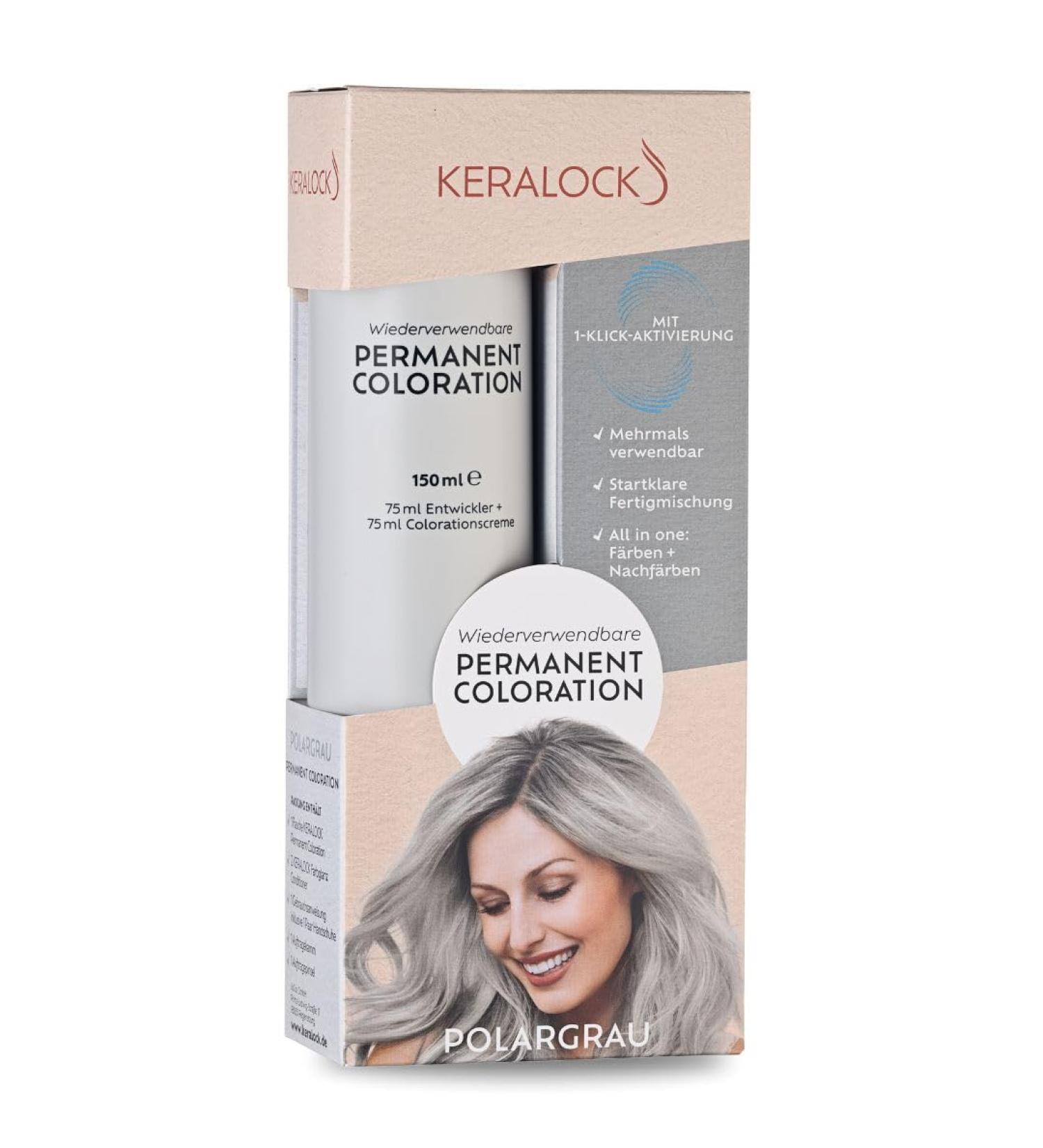 Keralock Permanent Hair Color Polar Gray 150 ml no premix needed reusable up to 4 months Allinone colorant with conditioner and brush - Buy Online on GoSupps.com