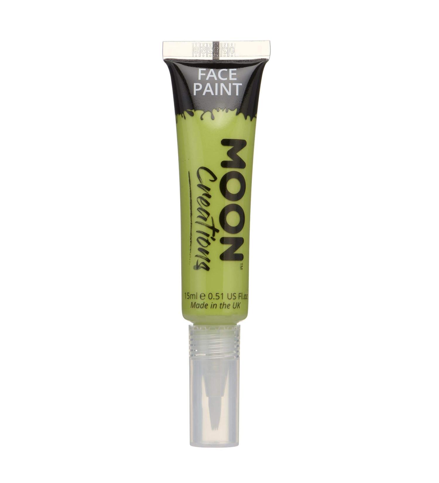 Moon Creations Lime Green Face & Body Paint Tube w/ Brush | 15ml | Cruelty-Free | Made in UK | For Kids & Adults | Ideal for Festivals & Halloween - Buy Online on GoSupps.com