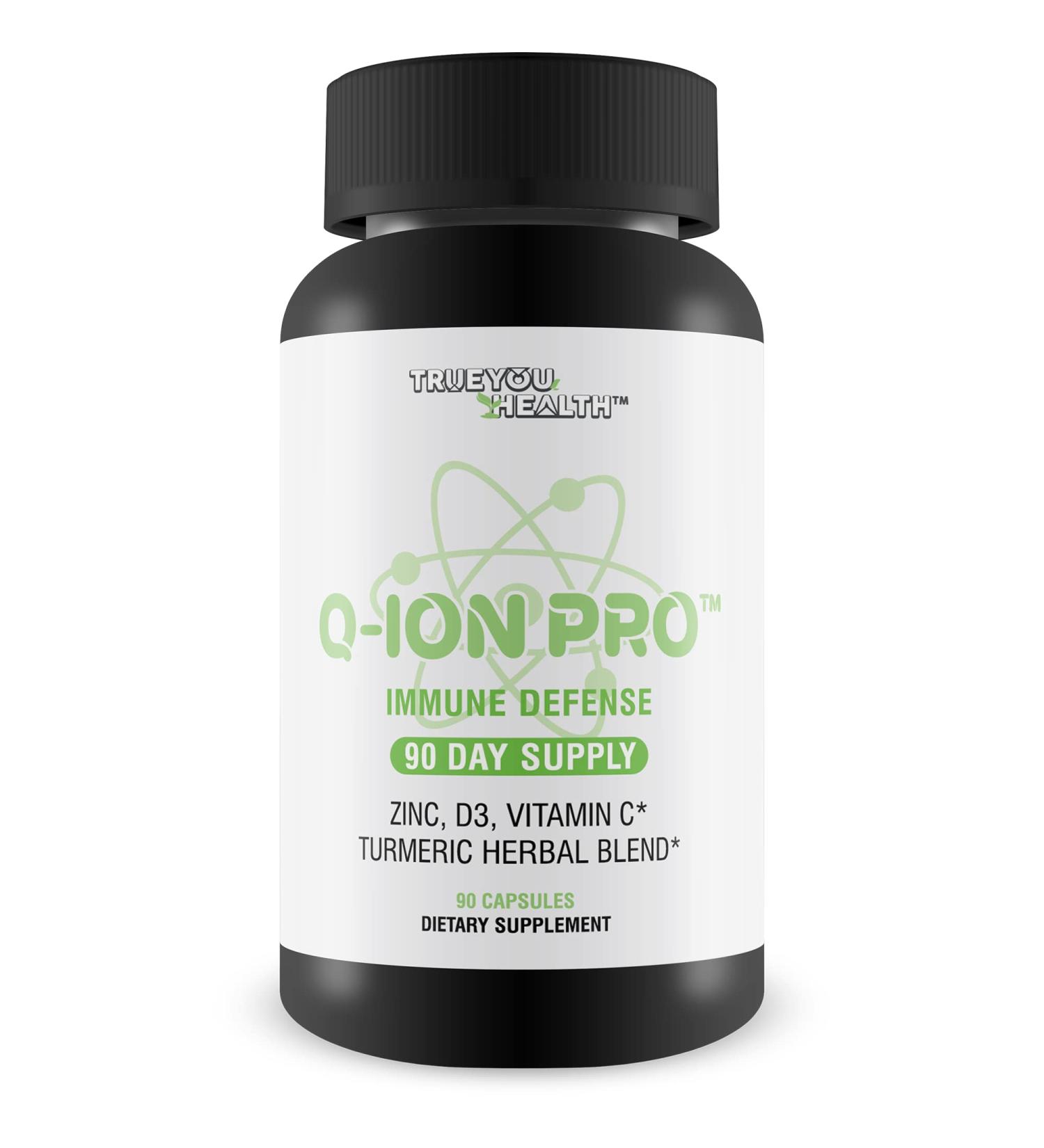 Q-Ion Pro - Immune Defense Formula - 90 Day Supply - Natural Immune Support Supplement - Promote Healthy Immune Response & Immune System - High in Antioxidants - Vitamin C Vitamin D3 Zinc Turmeric - Buy Online on GoSupps.com