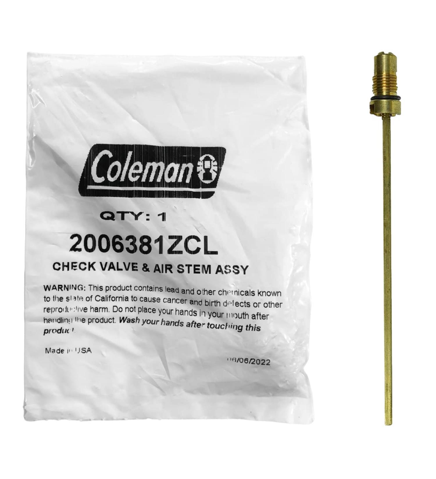 Coleman Check Valve & Air Stem Assembly 200-6381 for Lanterns & Stoves - Buy Online on GoSupps.com
