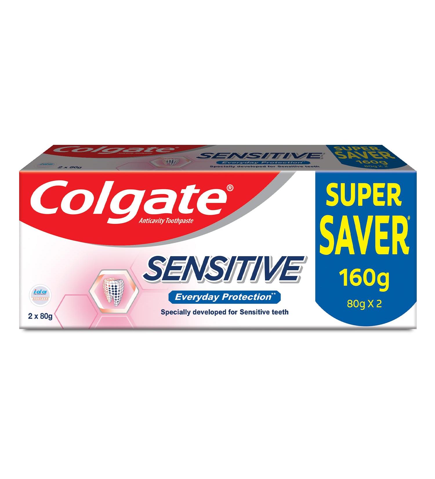 Colgate Sensitive Everyday Protection Toothpaste Combo Pack - 160g (80g X 2) for Sensitive Teeth & Healthy Gums | Cavities & Plaque Prevention - Buy Online on GoSupps.com