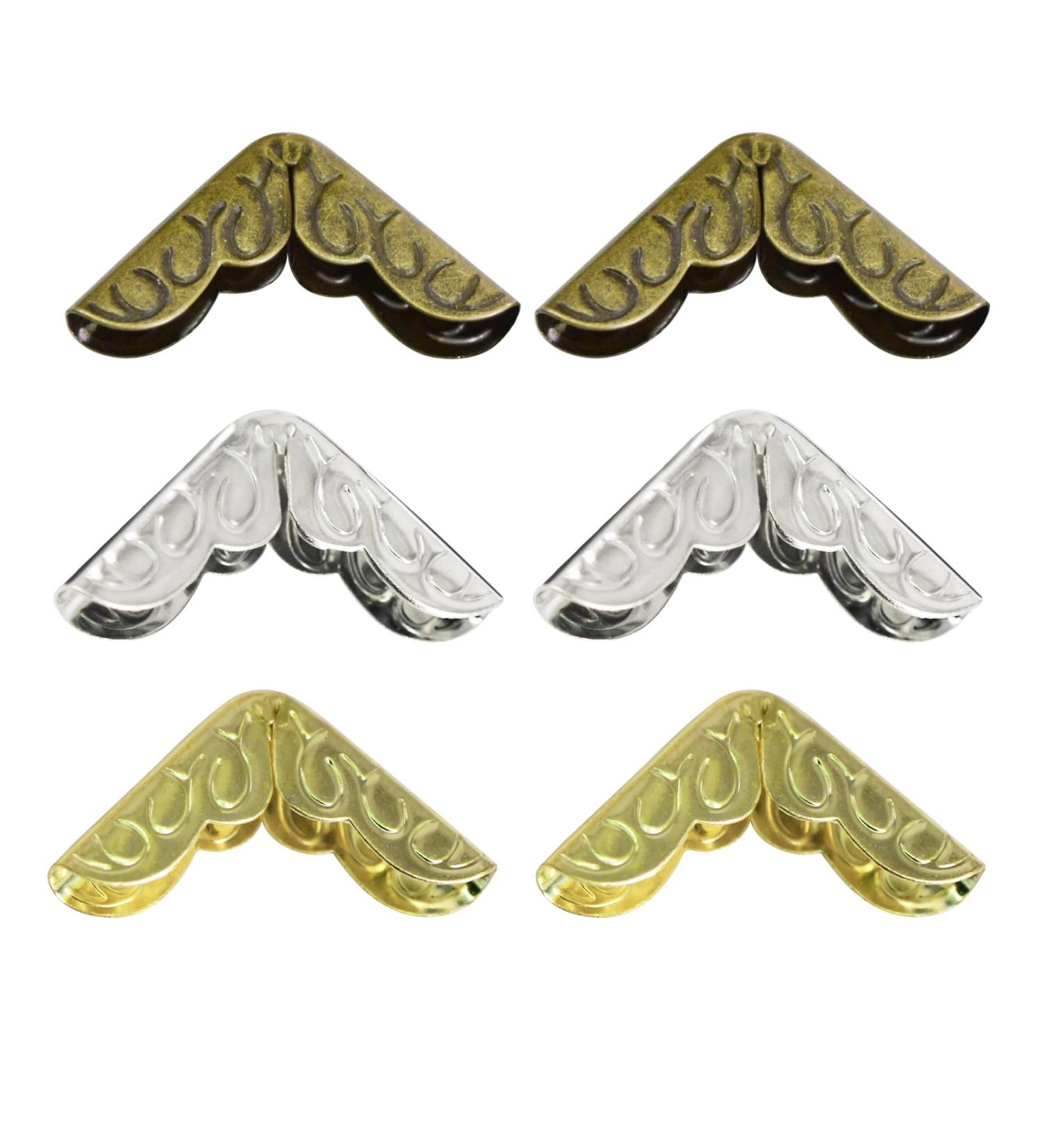60 Pcs Metal Book Corners Protector Vintage Scrapbook Supplies Photo Mounting Corners Crafting Iron Picture Corner Protectors bulk pack 60pcs(gold silver antique bronze) - Buy Online on GoSupps.com