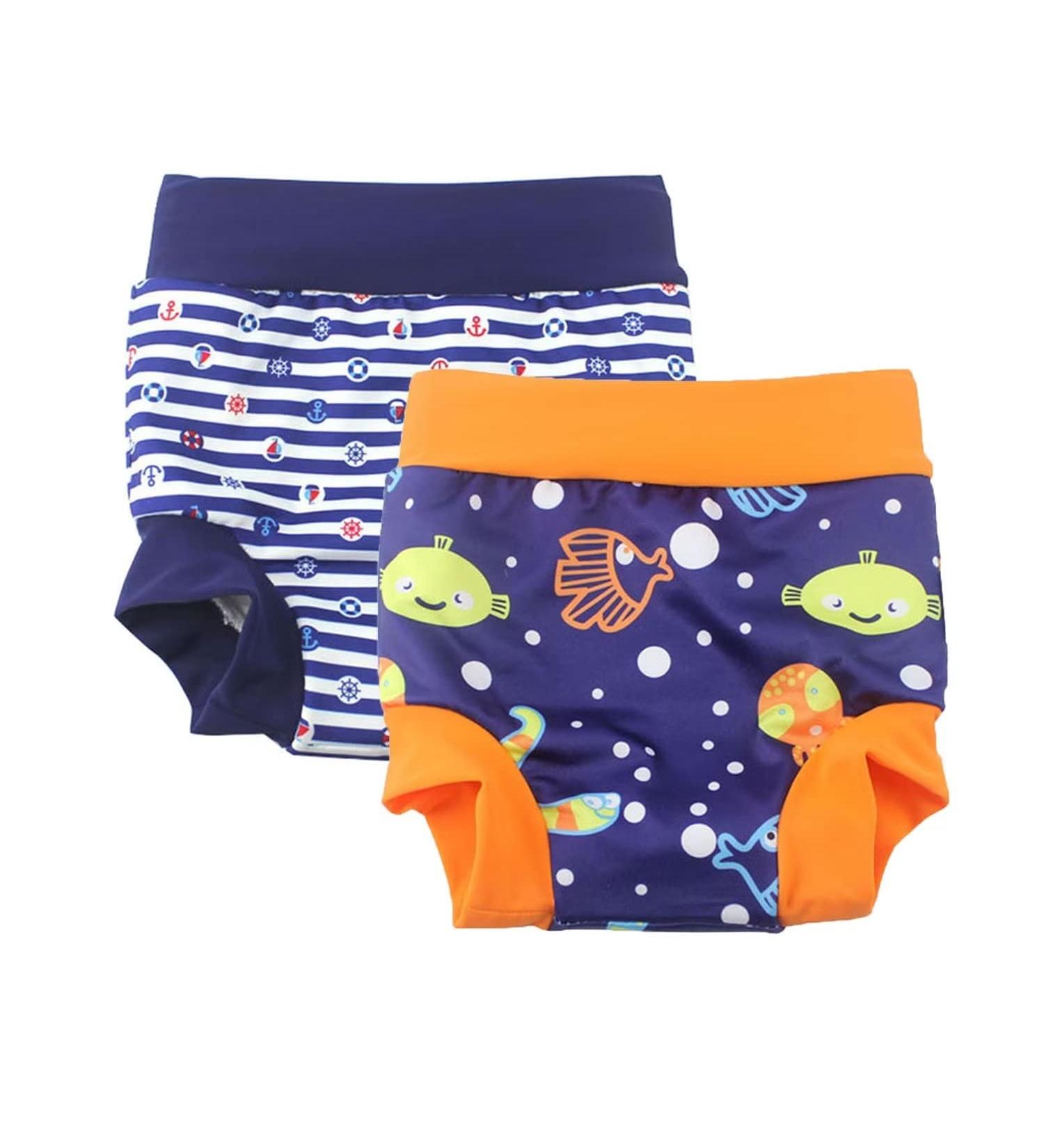 BabyPreg Child Swimming Diapers - High Waist Protection Bathing Shorts (Blue Fish+Marine 2-3 Years 2 Pack) - Buy Online on GoSupps.com