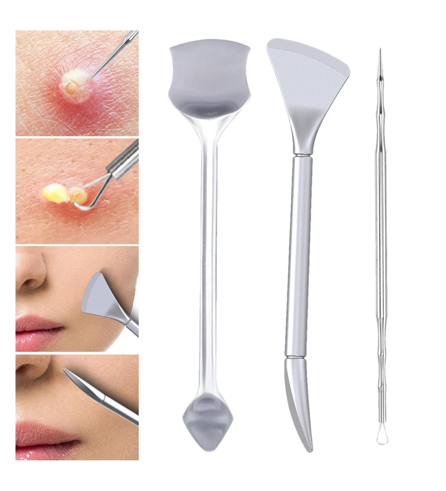Stainless Steel Facial Spade - Extractor Makeup Nose Face Tools Set Metal Face Skin Cleaning Extractor Set | Face Pore Cleaner Tools For Facial Treatments Women Adults Friends Beautician - Buy Online on GoSupps.com