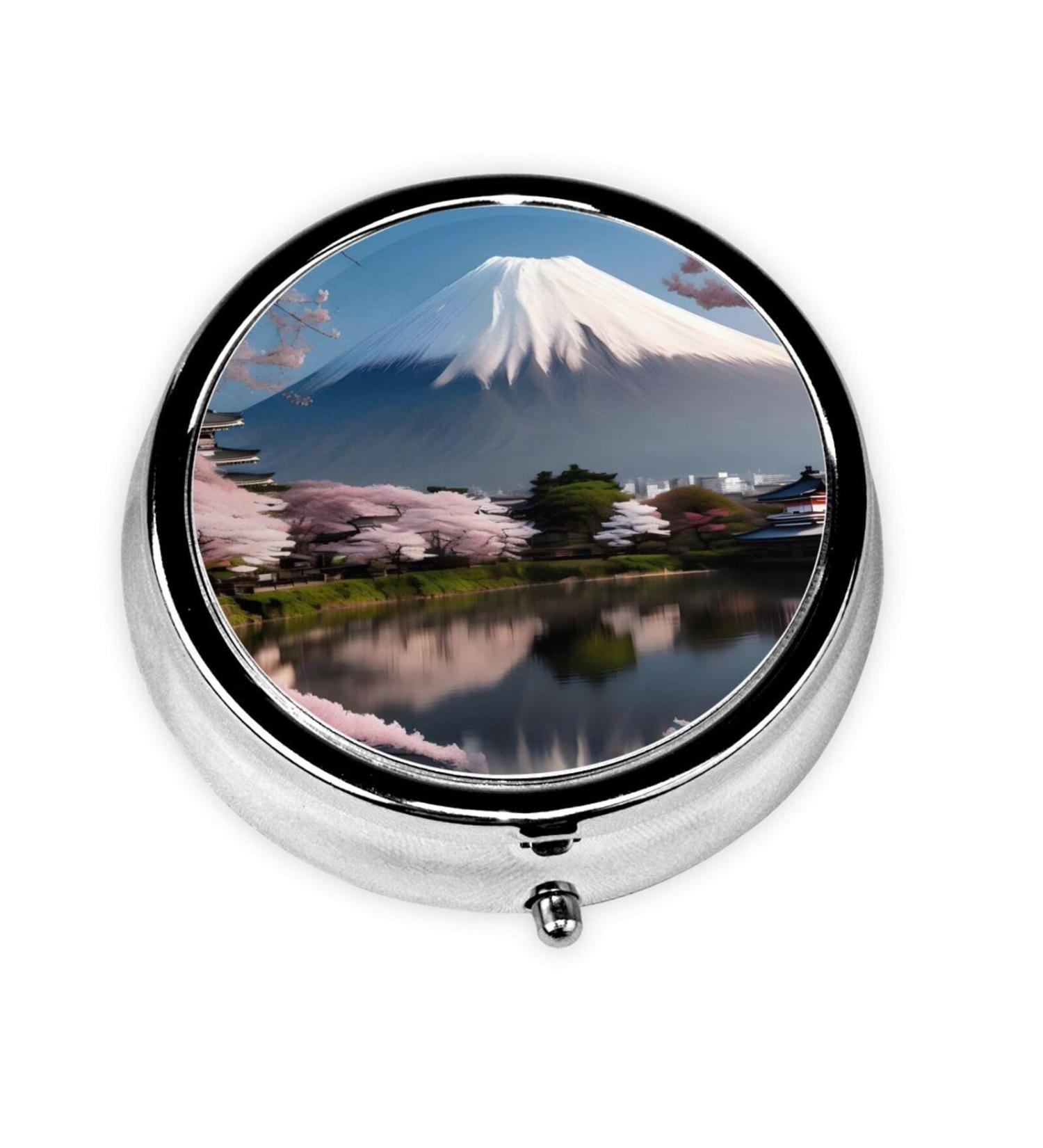 Mt. Fuji Spring Round Pill Box | 3 Compartment Travel Organizer | Portable Pill Case for Easy Travel - Buy Online on GoSupps.com