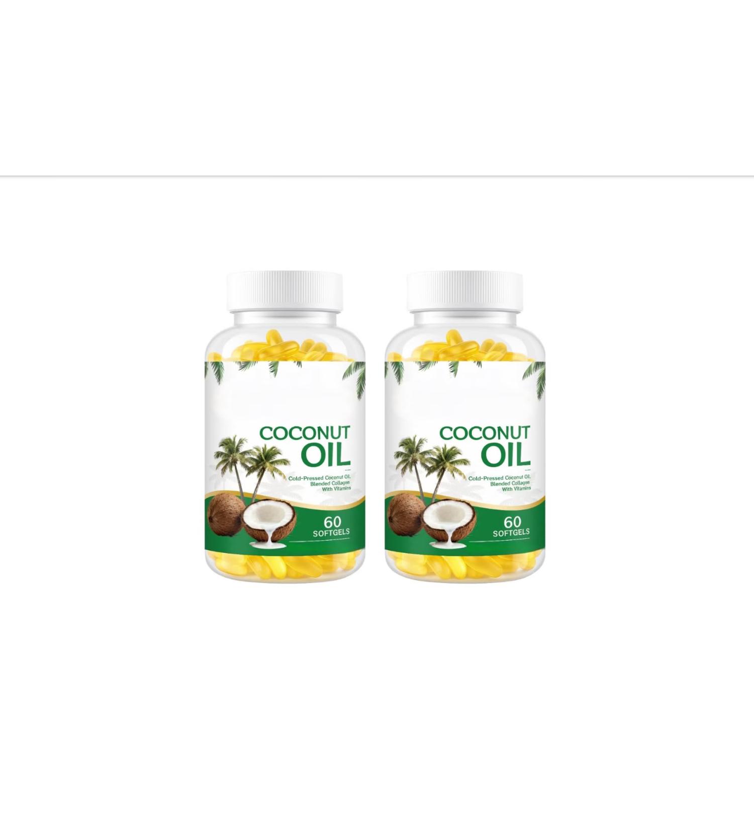 Coconut Oil Blended with Collagen and Vitamins for Energy and Skin Support NonGMO Gluten Free 60 Count 2PCS - Buy Online on GoSupps.com