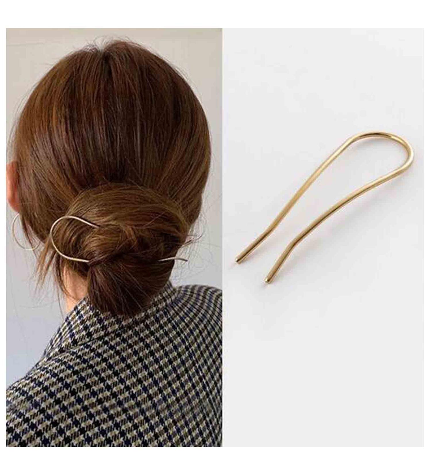 Sttiafay Vintage Gold U Shape Hair Fork | Updo Hair Clip for Women and Girls - Buy Online on GoSupps.com