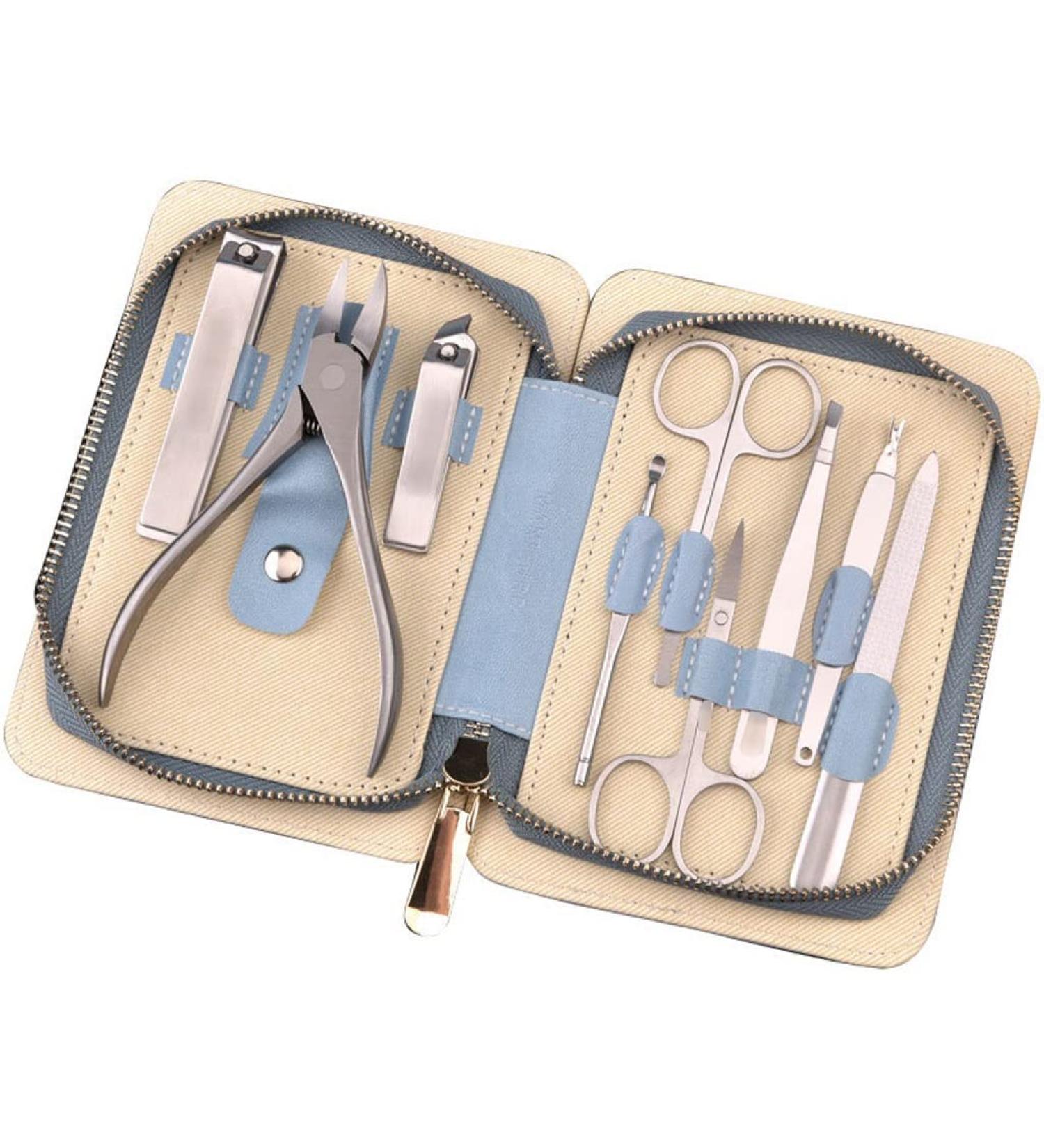 Nail Clippers Set Stainless Steel Nail Clippers 9-Piece Personal Care Nail Manicure Set Nail File Suitable for Men and Women Home Travel Blue - Buy Online on GoSupps.com