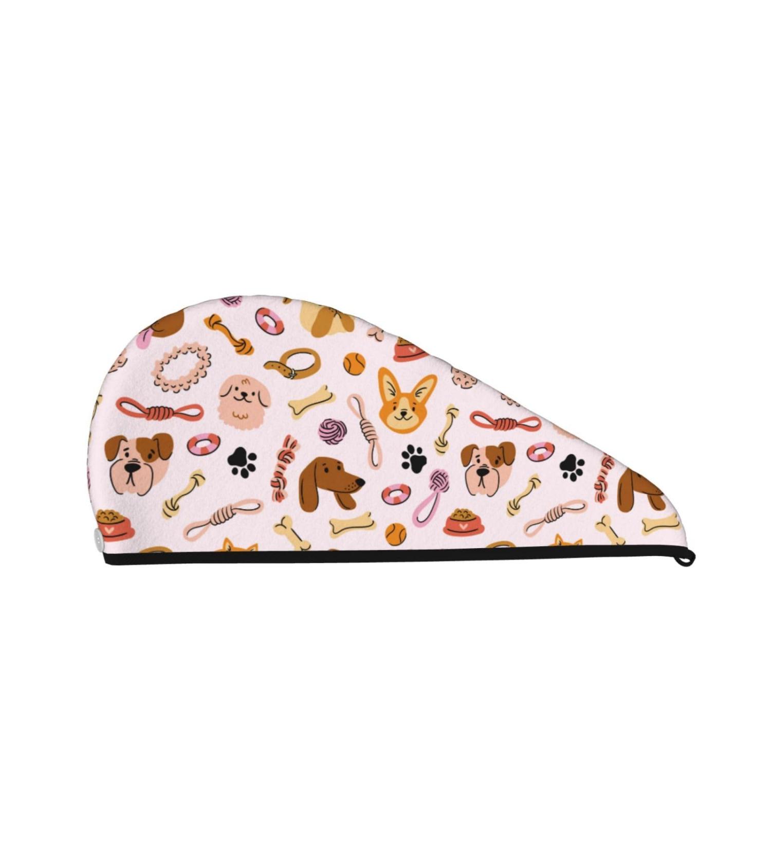Cute Dog Microfiber Hair Towel - Super Absorbent Coral Velvet Wrap for Long Curly & Thick Hair | Quick Dry Beach Accessories for Pet Lovers - Buy Online on GoSupps.com