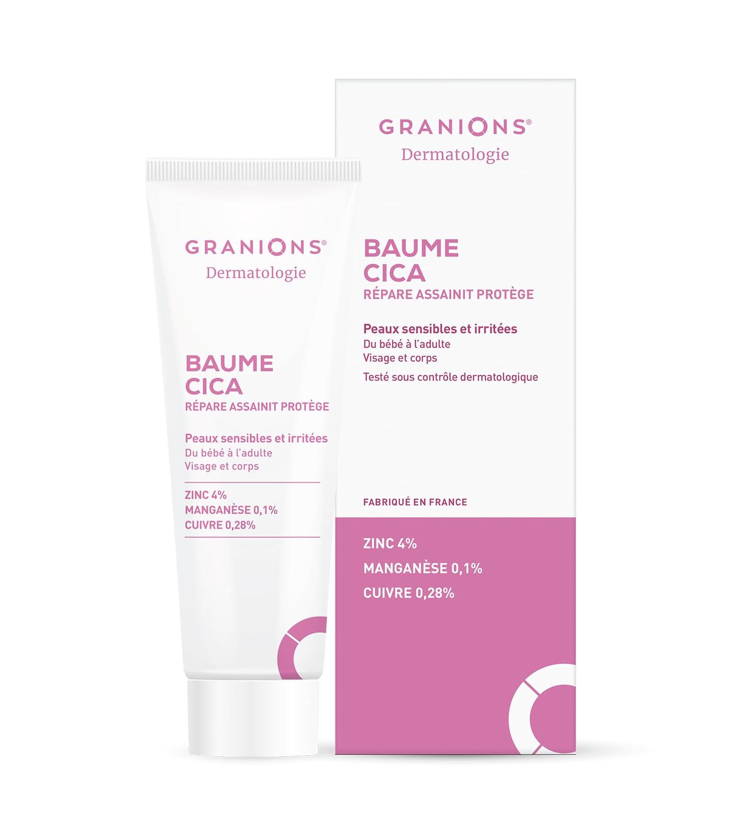 CICA Healing Cream - GRANIONS Dermatologie - Moisturizing Cream for Babies Children Adults - Vegetable Glycerine + Zinc + Copper - Soothing Balm - Sensitive and Irritated Skin - Face and Body - 40 - Buy Online on GoSupps.com