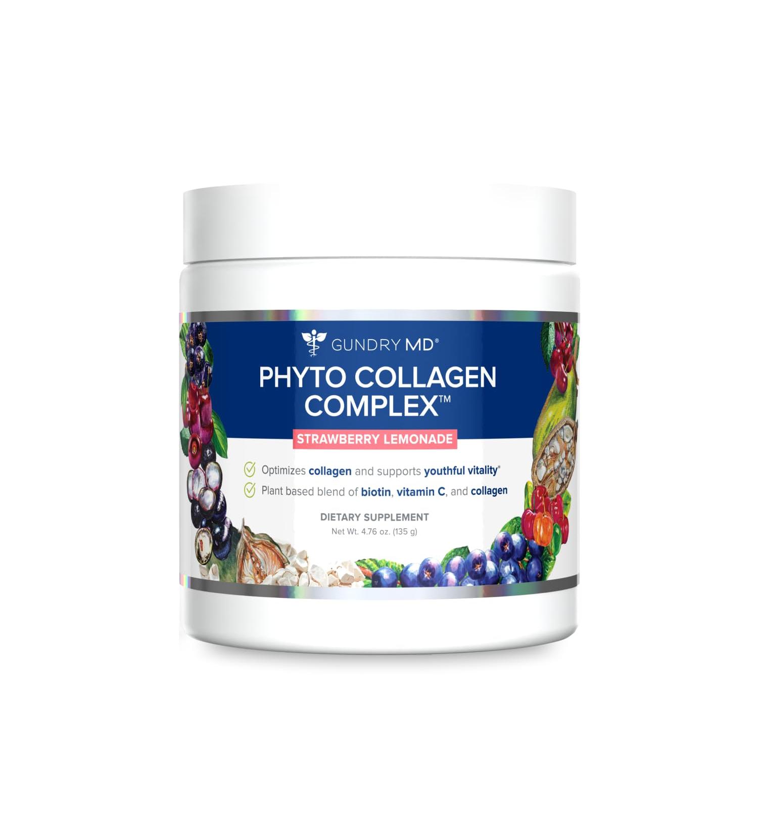 Gundry MD Phyto Collagen Complex Strength Supporting Multivitamin Powder Supplement with Vitamin C Amino Acids and Polyphenols - Strawberry Lemonade (1) - Buy Online on GoSupps.com