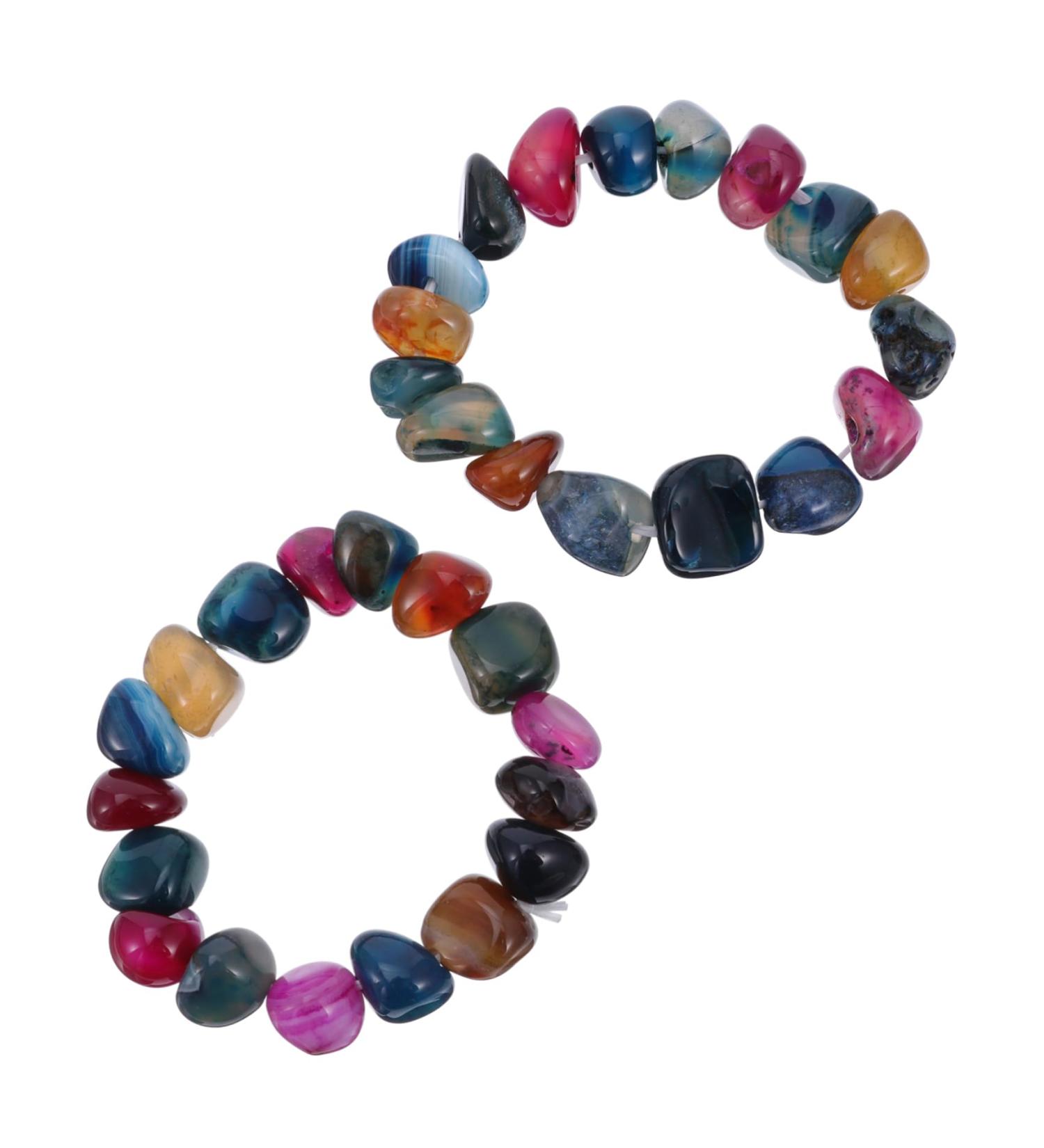CALLARON 4 Pcs Colorful Stone Bracelet Miss Natural Stone Elasticity Gemstone Beads 1.2X8CMx2pcs Random Colorx2pcs - Buy Online on GoSupps.com