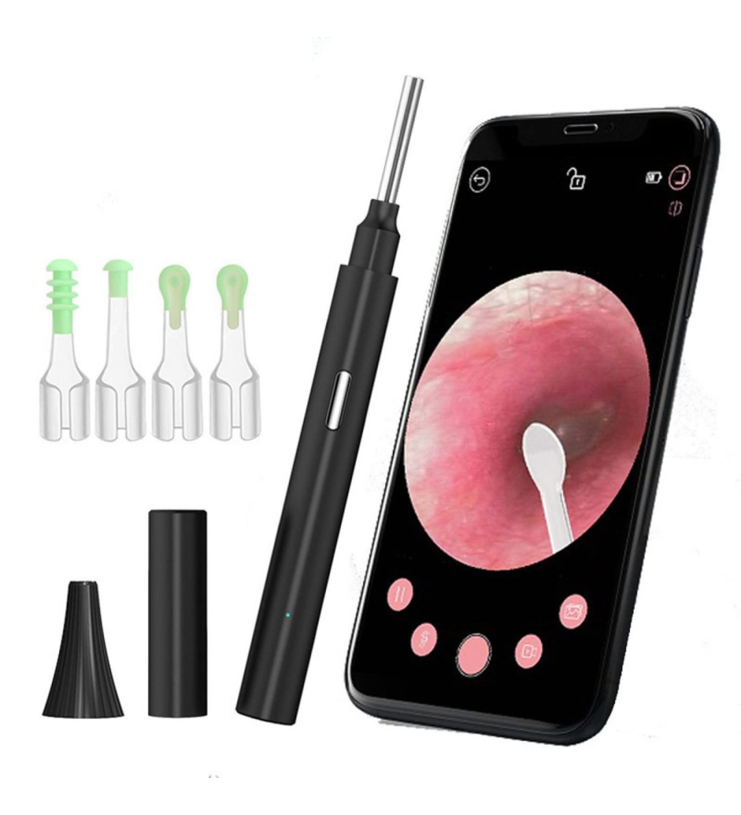 QDCFY OTOSKOK Wireless Endoscopic Camera - Ear Wax Removal Tool with LED for iPhone iPad & Android - Black - Buy Online on GoSupps.com