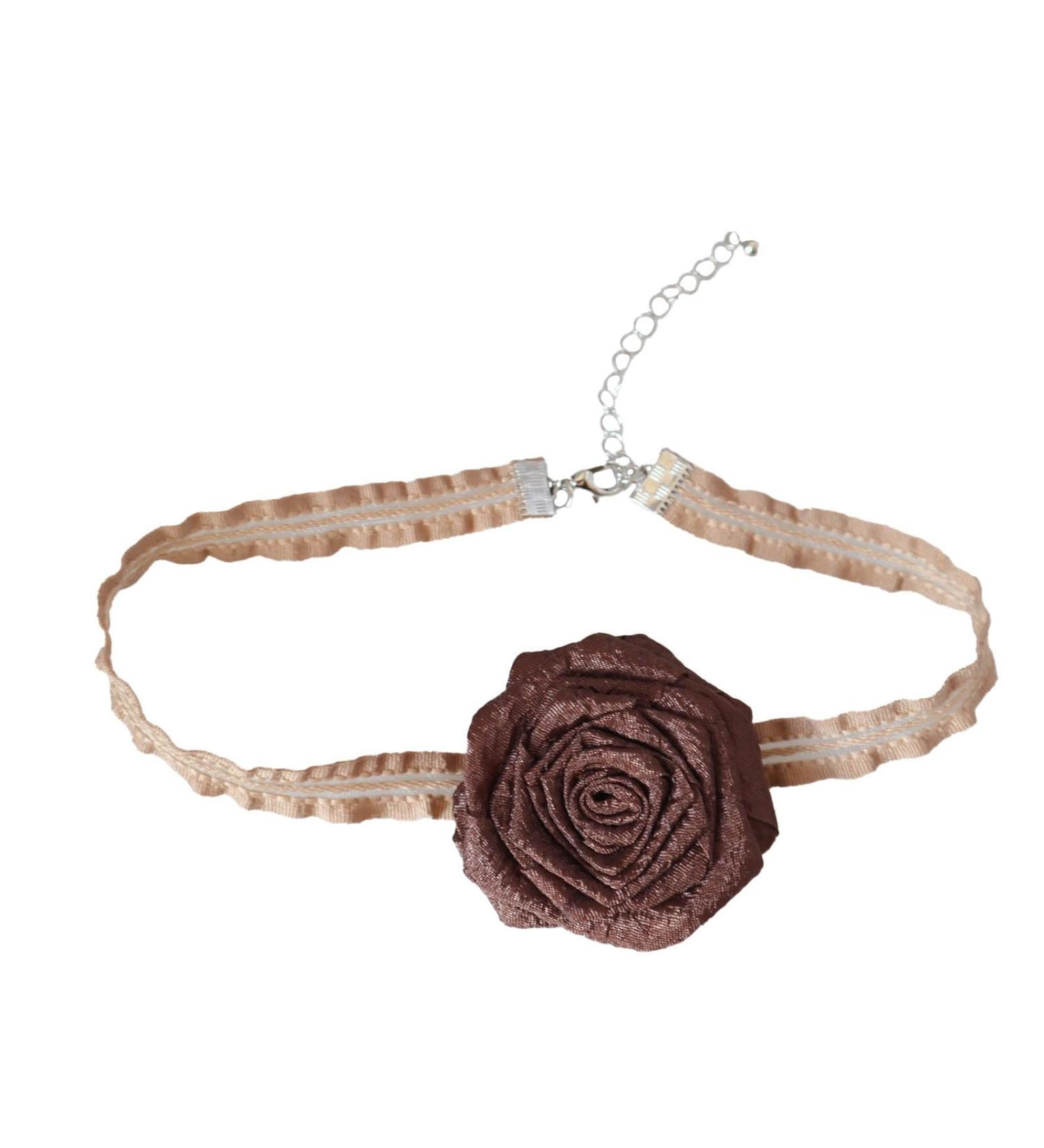 Vsilay Elegant Floral Necklace for Women - Unique Brown Flower Choker - Perfect for Weddings & Celebrations - Buy Online on GoSupps.com