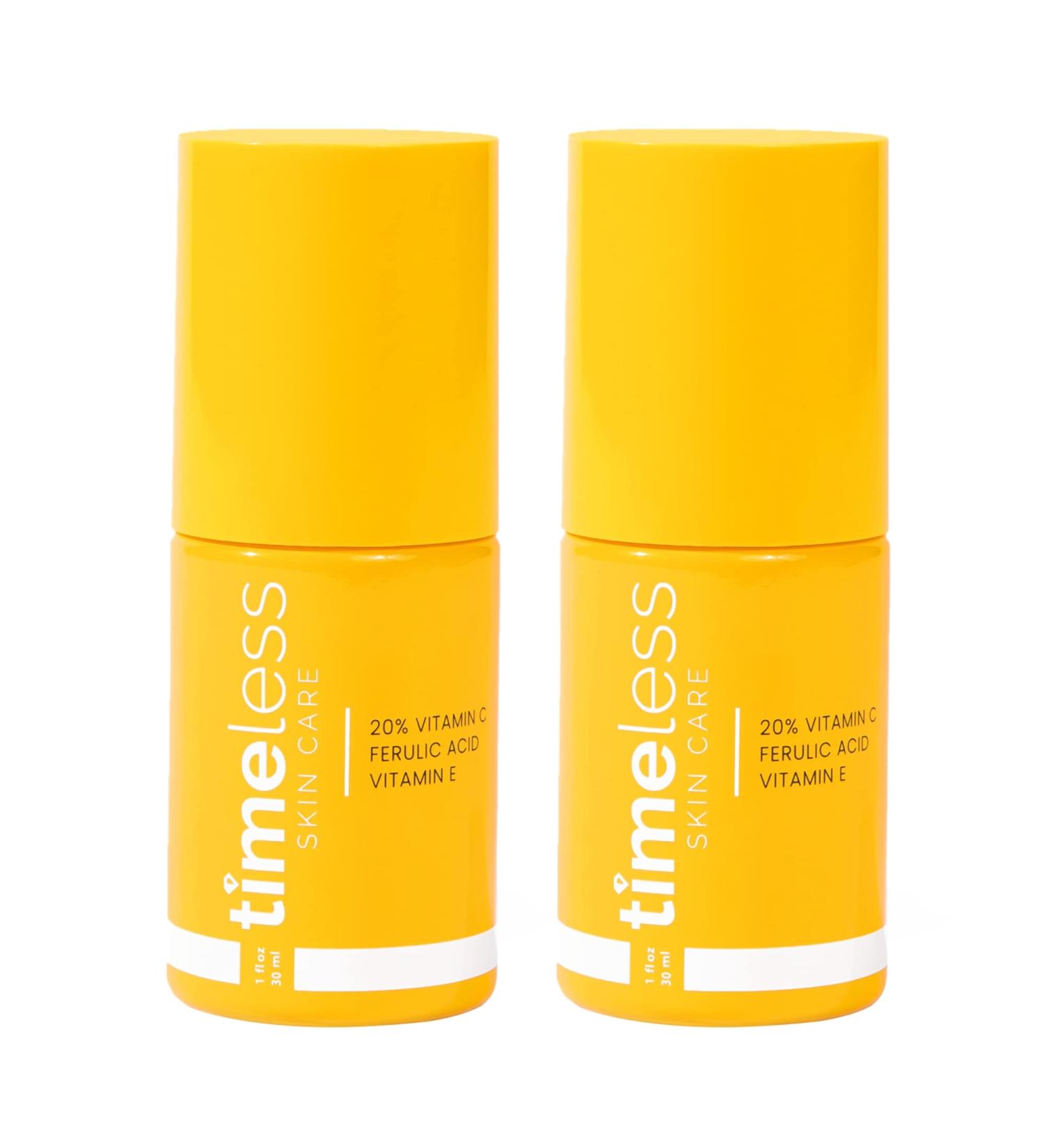 Timeless Skin Care 20% Vitamin C + E Ferulic Acid Serum - 1 oz (Pack of 2) - Daily Brightening & Corrective Serum for All Skin Types - Buy Online on GoSupps.com