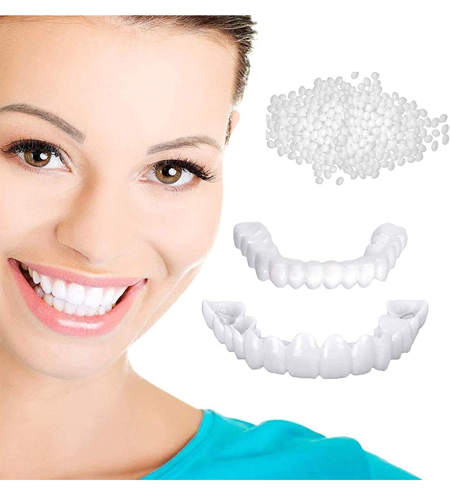 Giural Upper & Lower Dentures - 2 Pairs Comfort Fit Cosmetic Tooth Veneers for Men & Women | Quick-Adjust Festival Prostheses - Buy Online on GoSupps.com