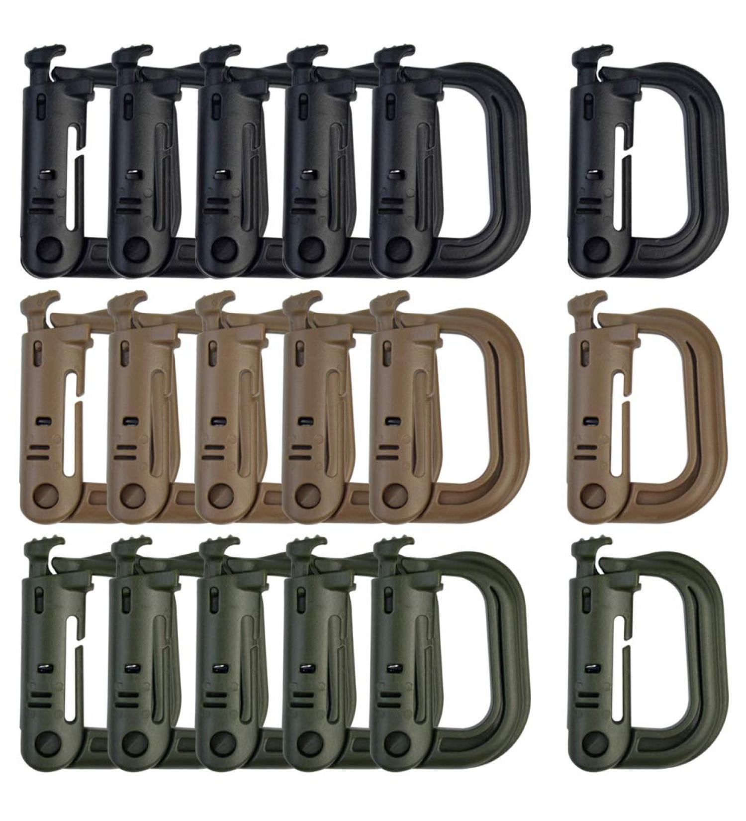 Topbuti 18 pcs Multipurpose Grimlock D-Ring Locking Molle Clips - Tactical Backpack Hanging Hook Set - Buy Online on GoSupps.com