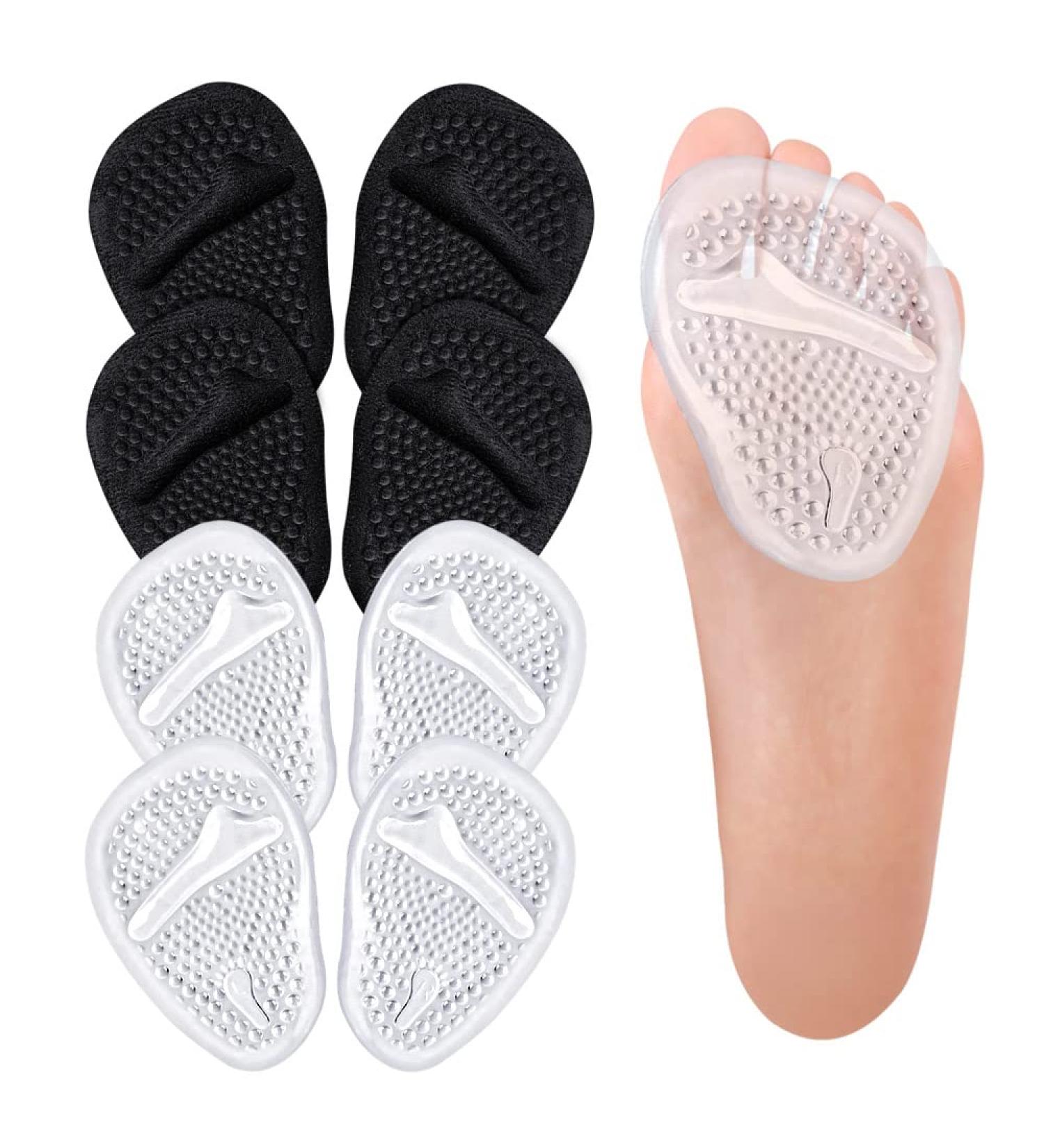 Premium Metatarsal Pads for Women | Silicone Foot Cushion Inserts for Pain Relief - Black & Transparent - Buy Online on GoSupps.com