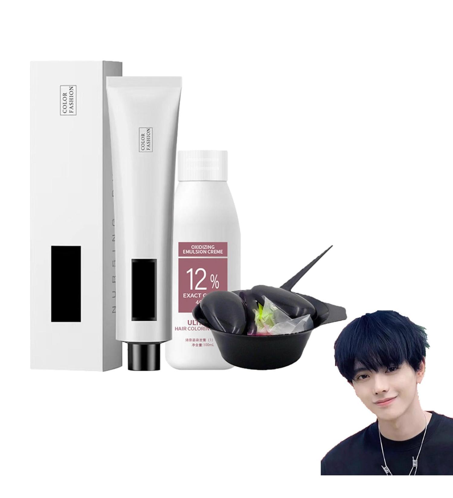 Dyemiss Color Shampoo Dyemiss Hair Coloring Shampoo No Bleaching Hair Nourishing Coloring Hair Dye Dyemiss Hair Dye Diy Fashion Hair Dye for Men and Wome (Color : Blue and black) - Buy Online on GoSupps.com