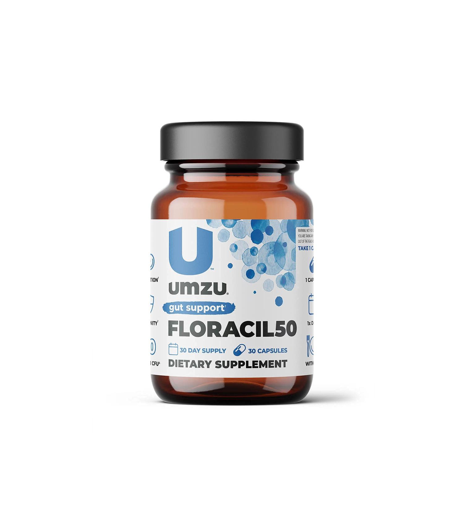 UMZU Floracil50 Daily Probiotic Supplement - 8 Gut-Healthy Bacteria Strains - 1 Month Supply - Buy Online on GoSupps.com