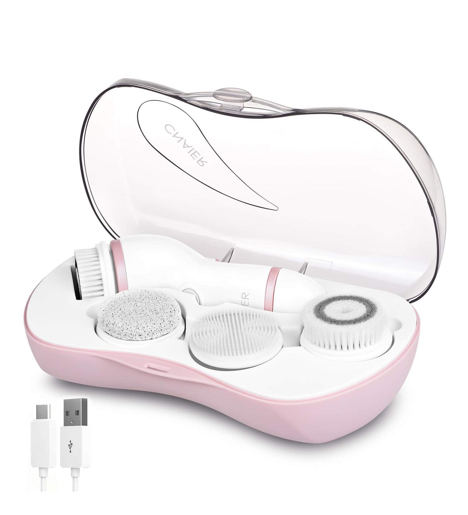 Rechargeable Facial Cleansing Spin Brush Set with 4 Exfoliation Heads - CNAIER Waterproof Face Spa System for Cleansing and Exfoliating - Buy Online on GoSupps.com