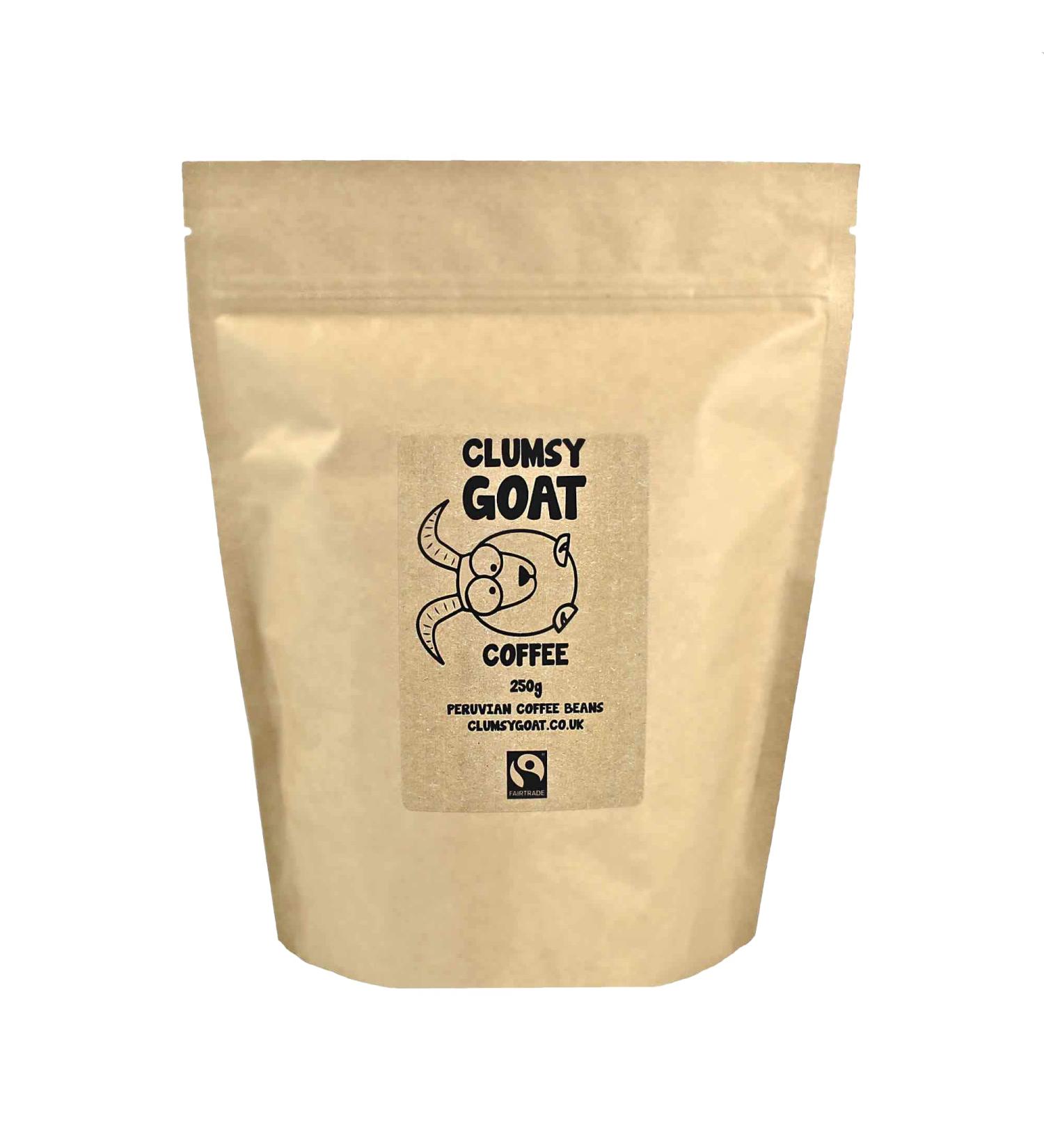Clumsy Goat Fairtrade Peruvian Single Origin Whole Coffee Beans - 100% Arabica - Medium Dark Roast - Buy Online on GoSupps.com