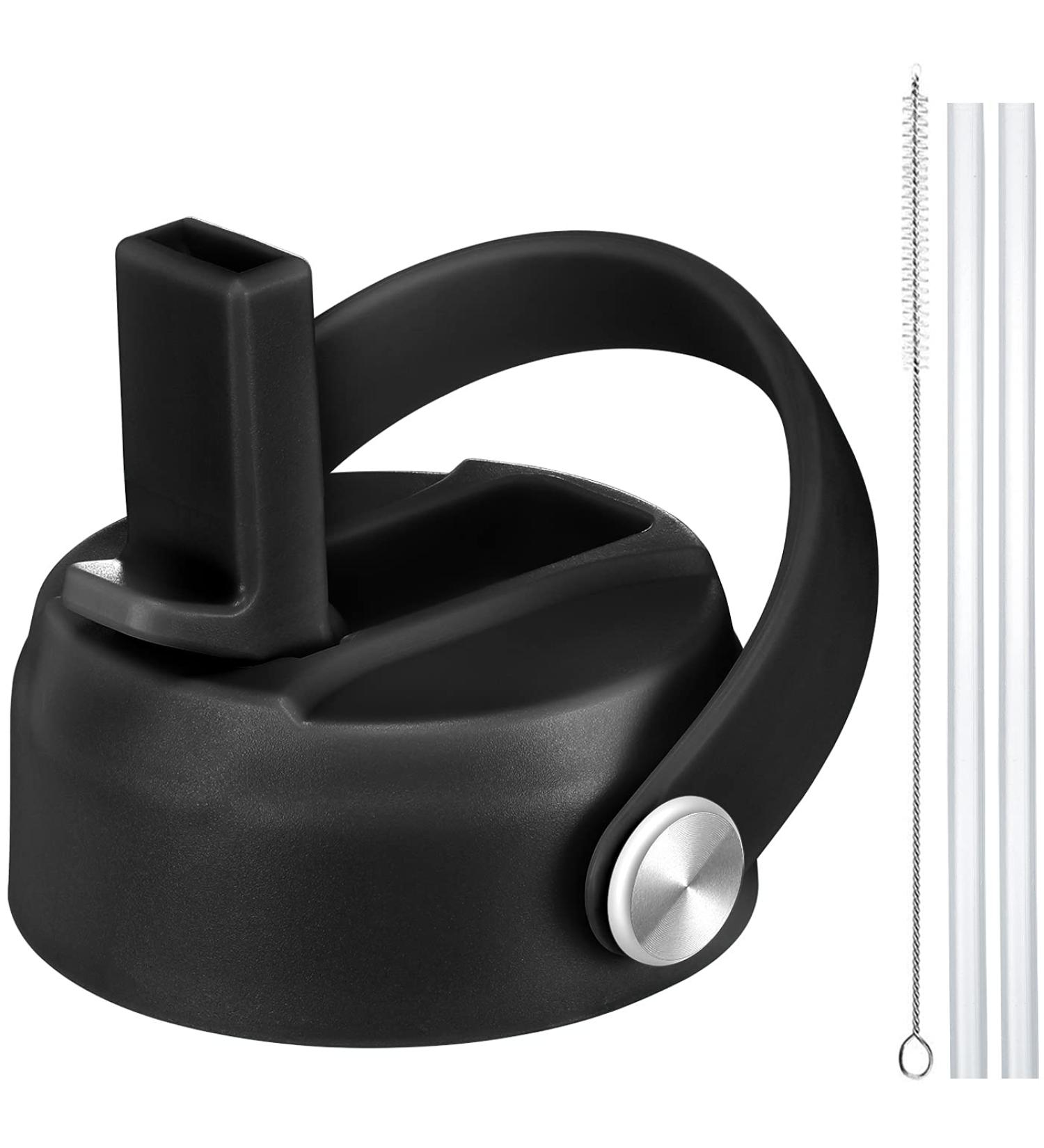 CHEETAH Replacement Straw Lid for Hydroflask Wide Mouth - Black, Fits 12-64oz Bottles, Includes Straws Brush - Compatible with Other Brands - Buy Online on GoSupps.com