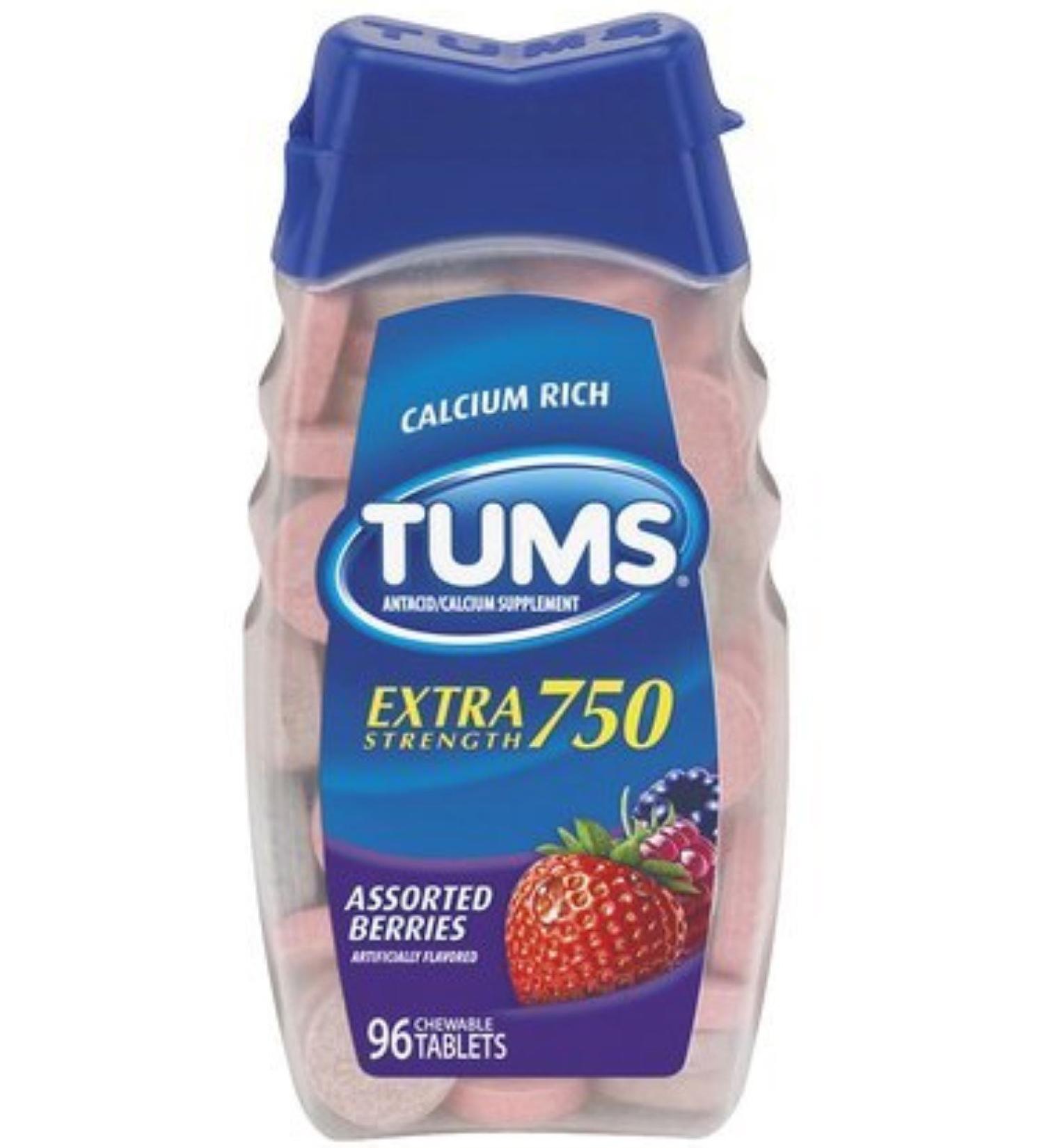 Tums Extra Strength Assorted Berries Calcium & Antacid 96 ct (Pack of 8)