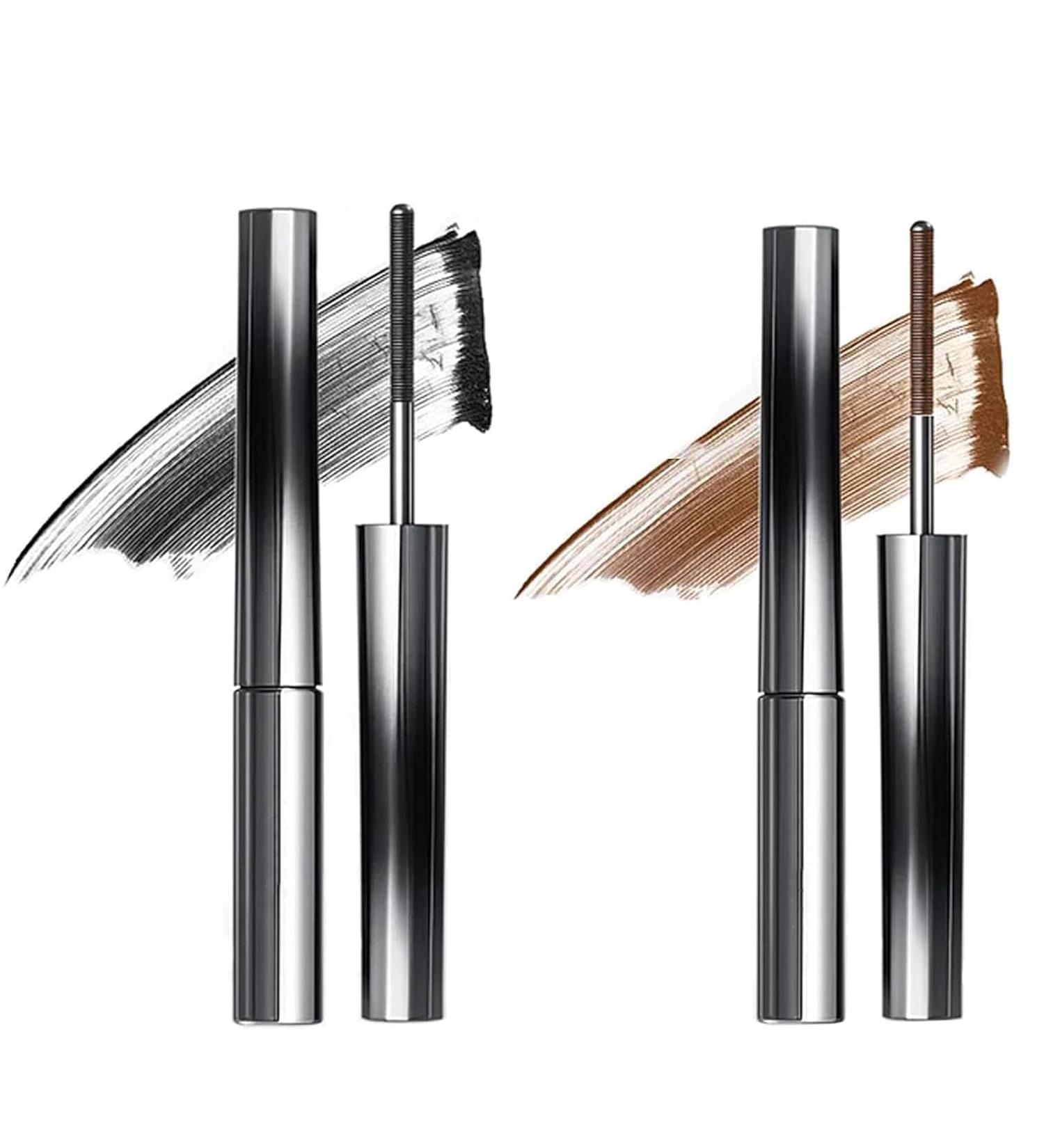 Hardcore Brushless Mascara Curling Mascara Set Waterproof Long-Lasting Non-Falling Non-Clumping Mascara Ultra-Slim Metallic Mascara for Charming Eye Makeup Black+brown - Buy Online on GoSupps.com