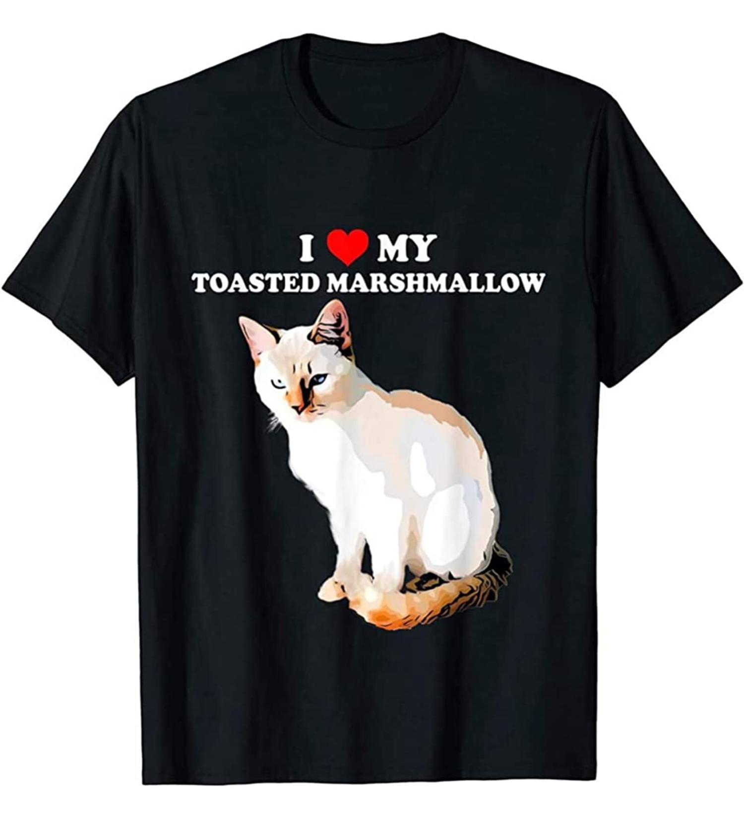 Reluctant Men's I Love My Toasted Marshmallow Flame Point Siamese Cat Kitten T-Shirt M Black