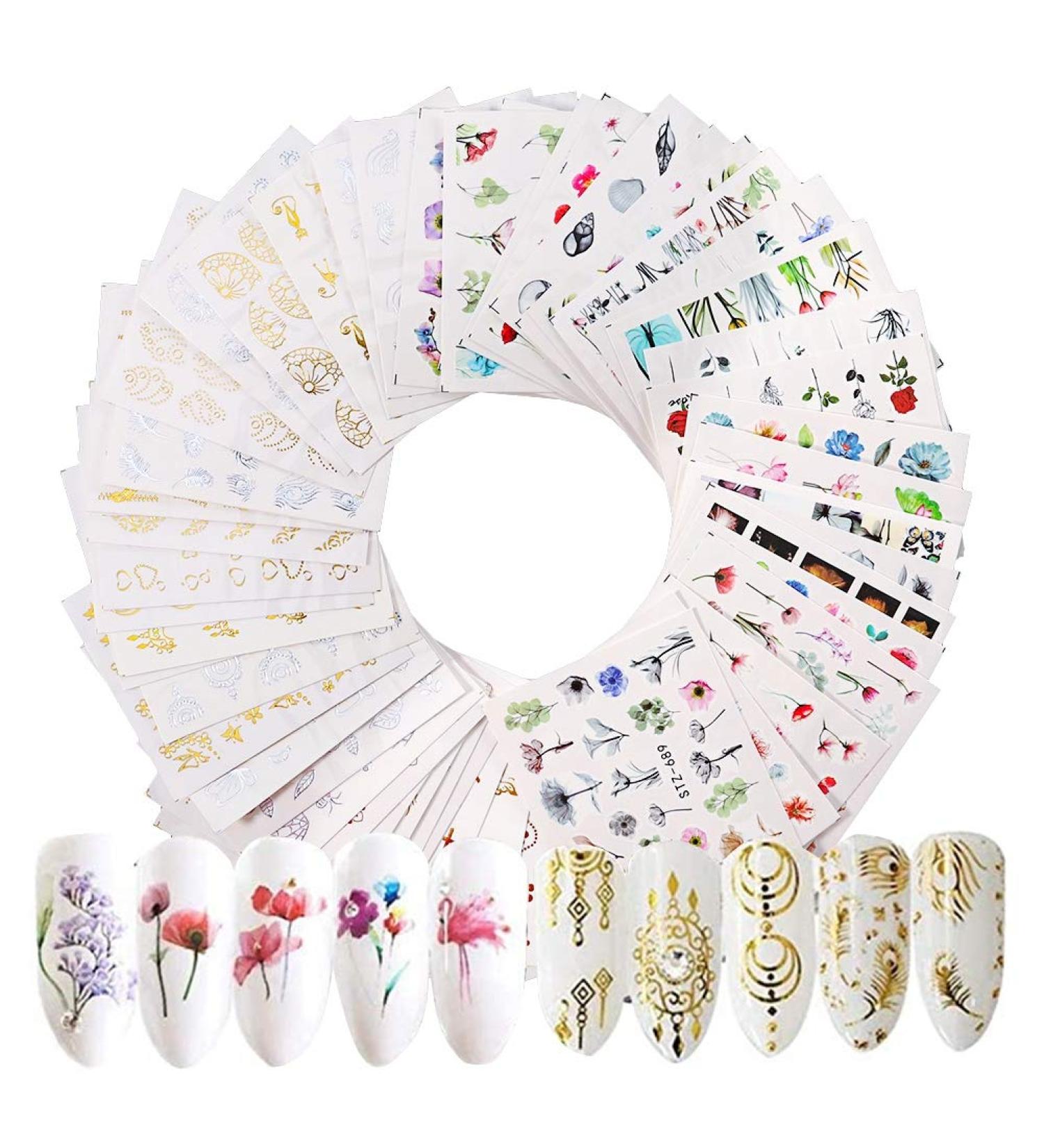 Yumi V Nail Stickers - 54 Sheet Flower & Dream Catcher Nail Art for Perfect Manicure Decoration - Buy Online on GoSupps.com