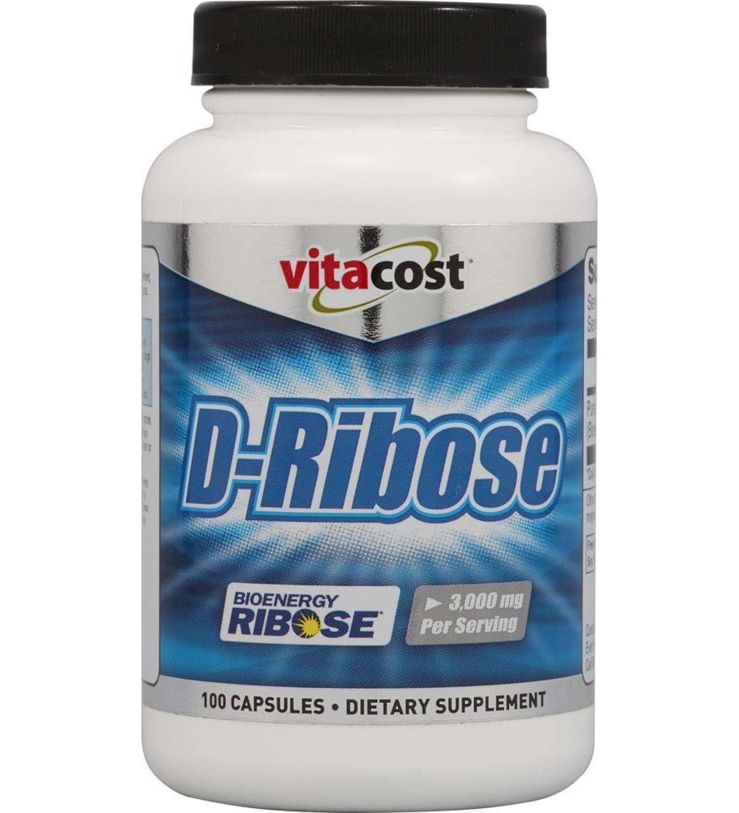 Vitacost D-Ribose Bioenergy Ribose - 3000 mg per Serving - 100 Capsules