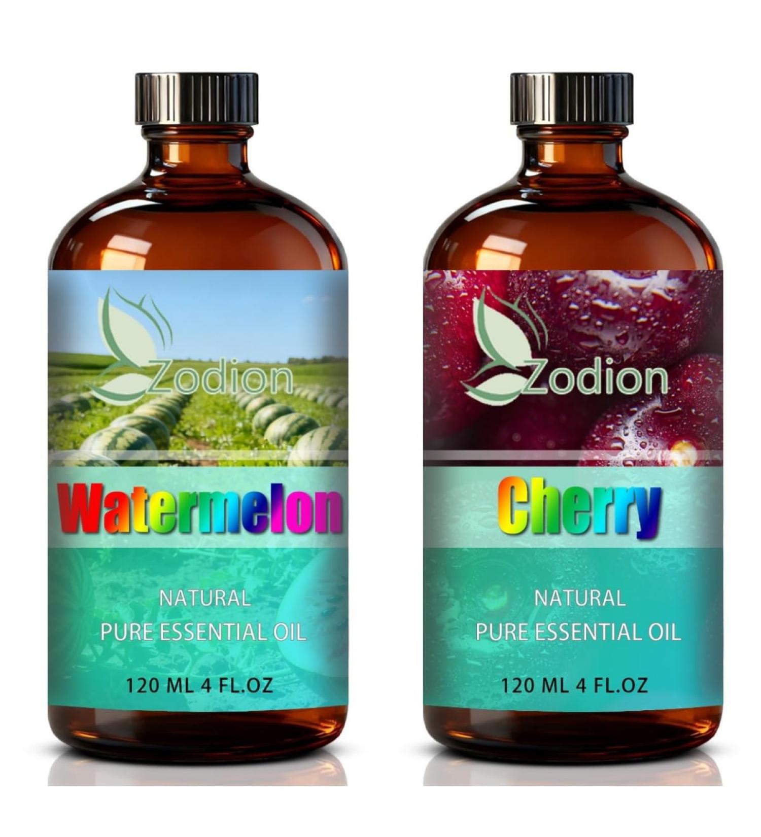 Cherry Essential Oil 4 Fl Oz and Watermelon Essential Oil 4 Fl Oz - Cherry & Watermelon Oil for Diffuser Aromatherapy Home Fragrance Skin & Hair Care DIY Candle & Soap Making Yoga - Buy Online on GoSupps.com