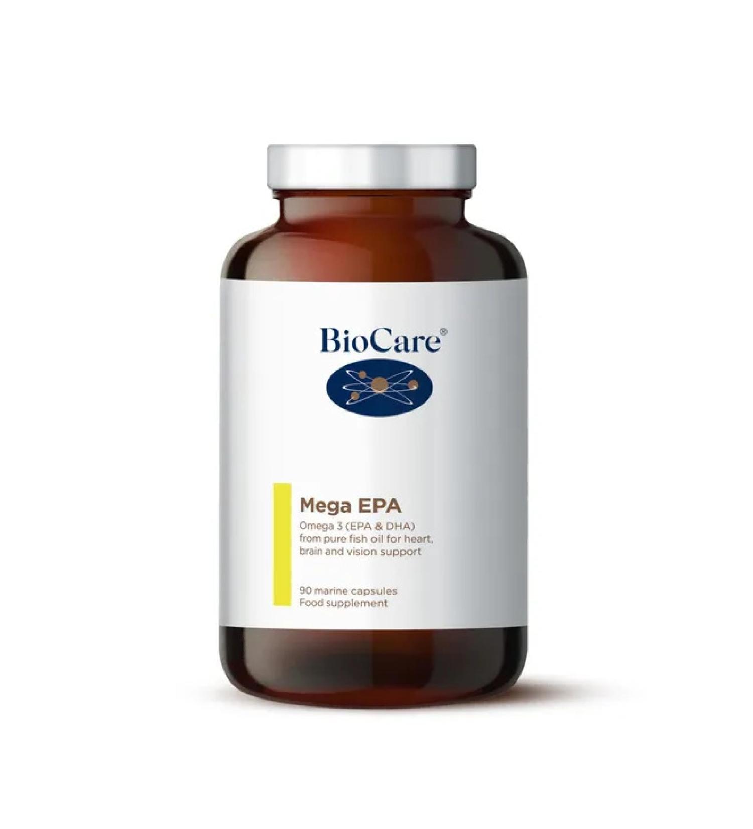 BioCare Mega EPA Marine Capsules | Omega-3 Fatty Acids EPA & DHA from Pure Fish Oil - 90 Capsules - Buy Online on GoSupps.com