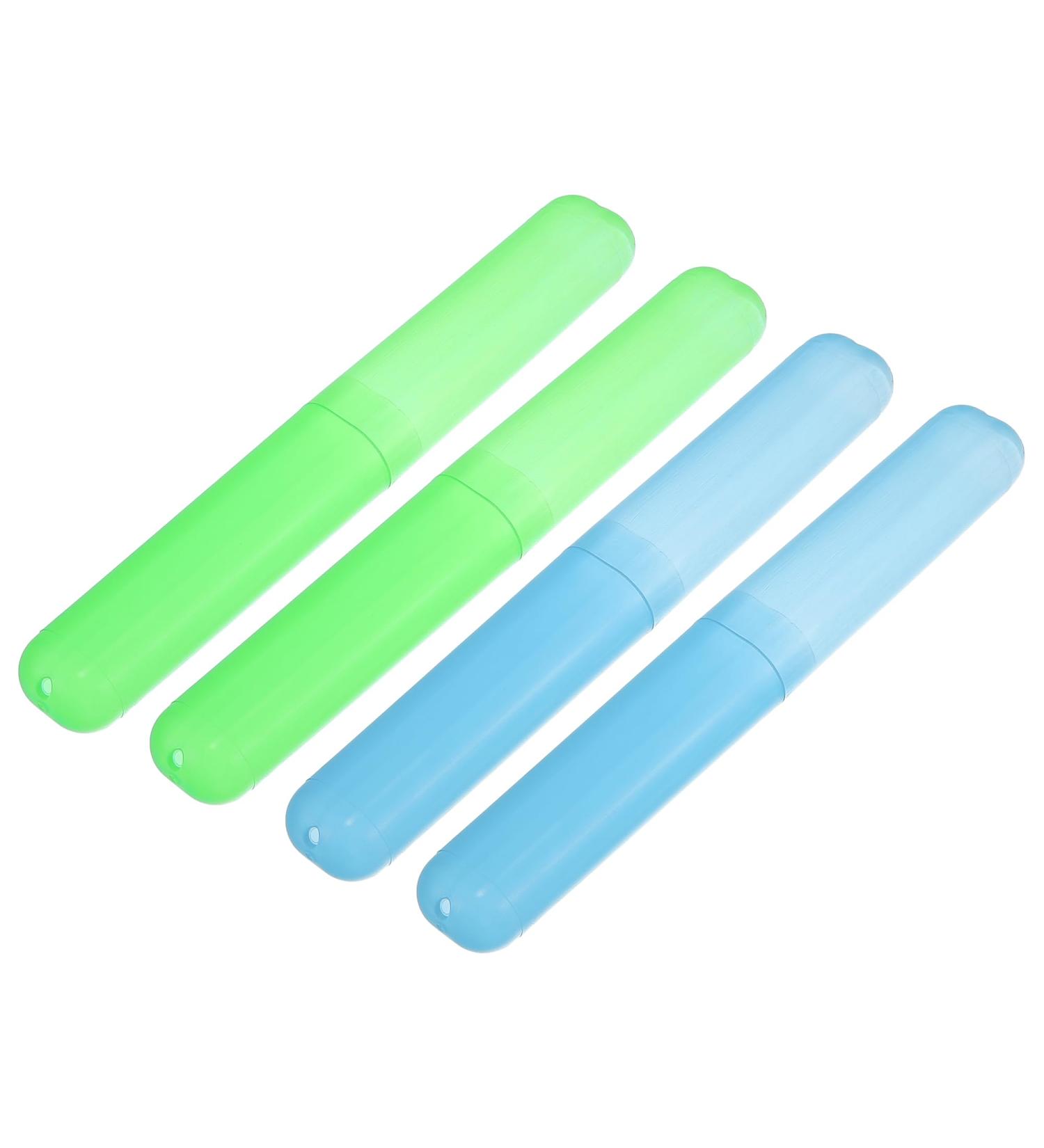 VOCOSTE 4 Pcs Toothbrush Travel Case - Lightweight Plastic Holders for Travel & Business | Blue & Green - Buy Online on GoSupps.com
