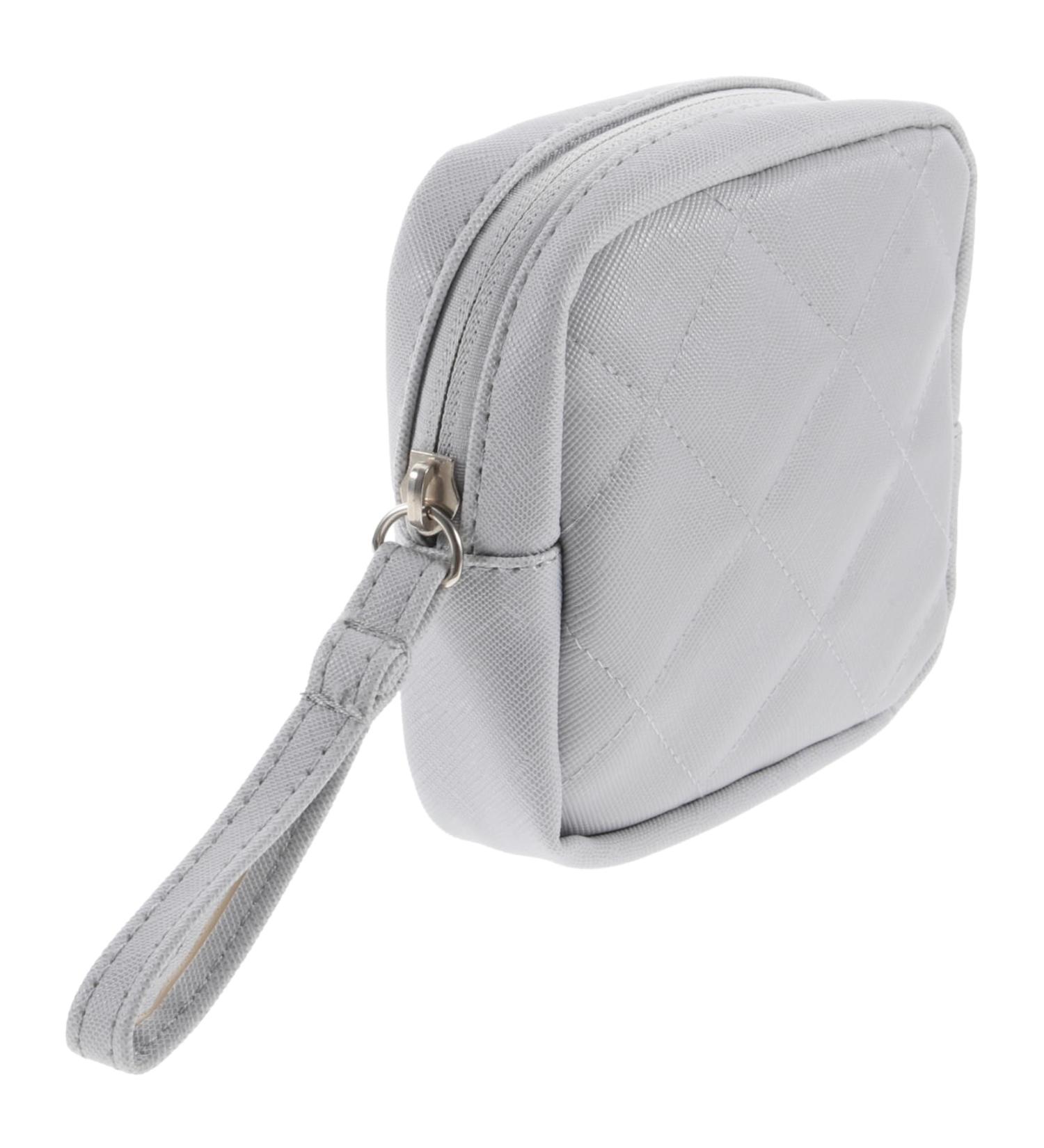 GLEAVI Mini Makeup Kit & Period Pouch - Portable Storage Bag for Women - Pu Grey Leather - 13x13cm - Buy Online on GoSupps.com