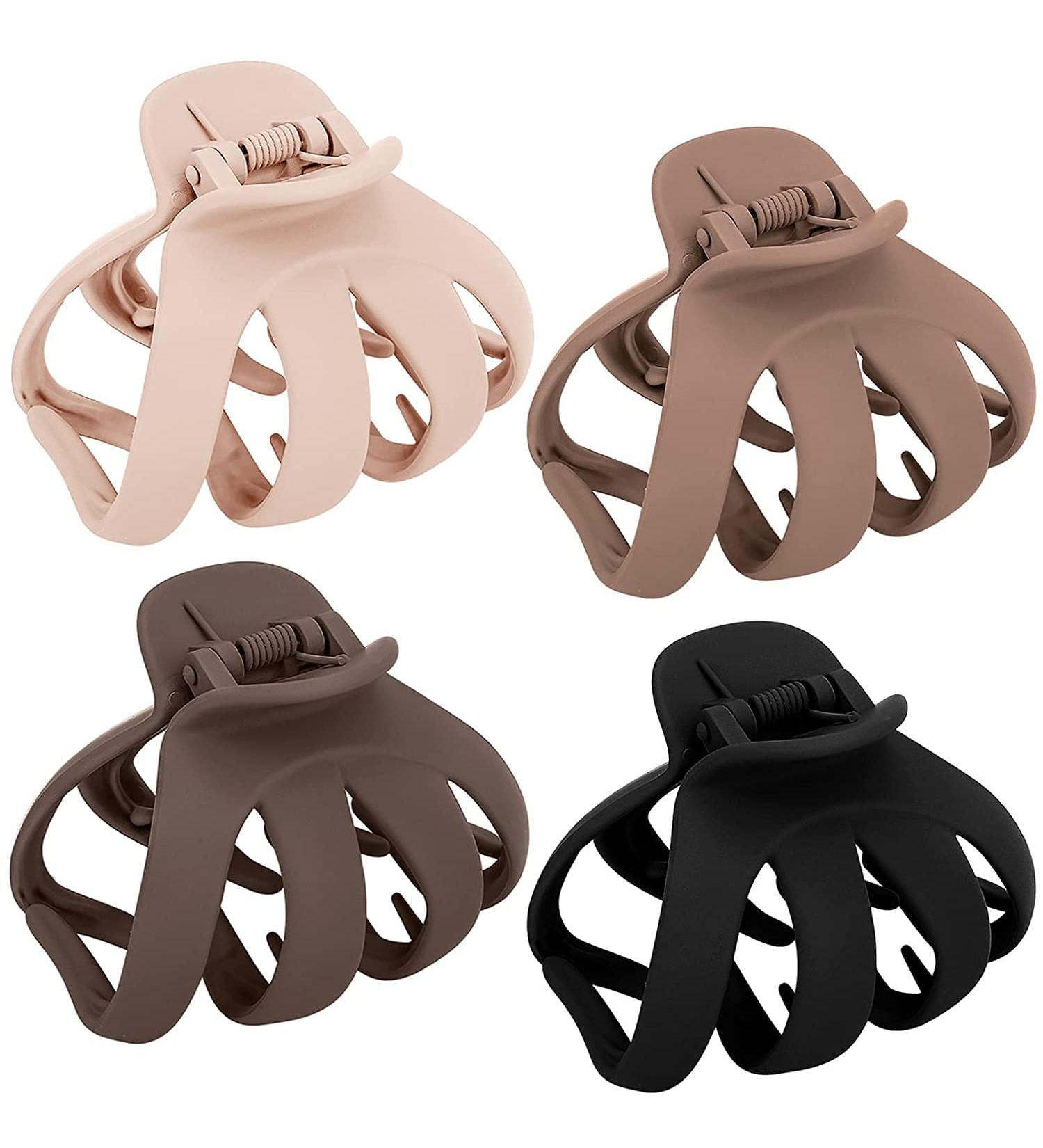 4 x Large Acrylic Octopus Hair Clamps - Non-Slip Spider Clips for Thick Hair - Super Strong Hold Accessories for Women & Girls - 8 cm - Buy Online on GoSupps.com