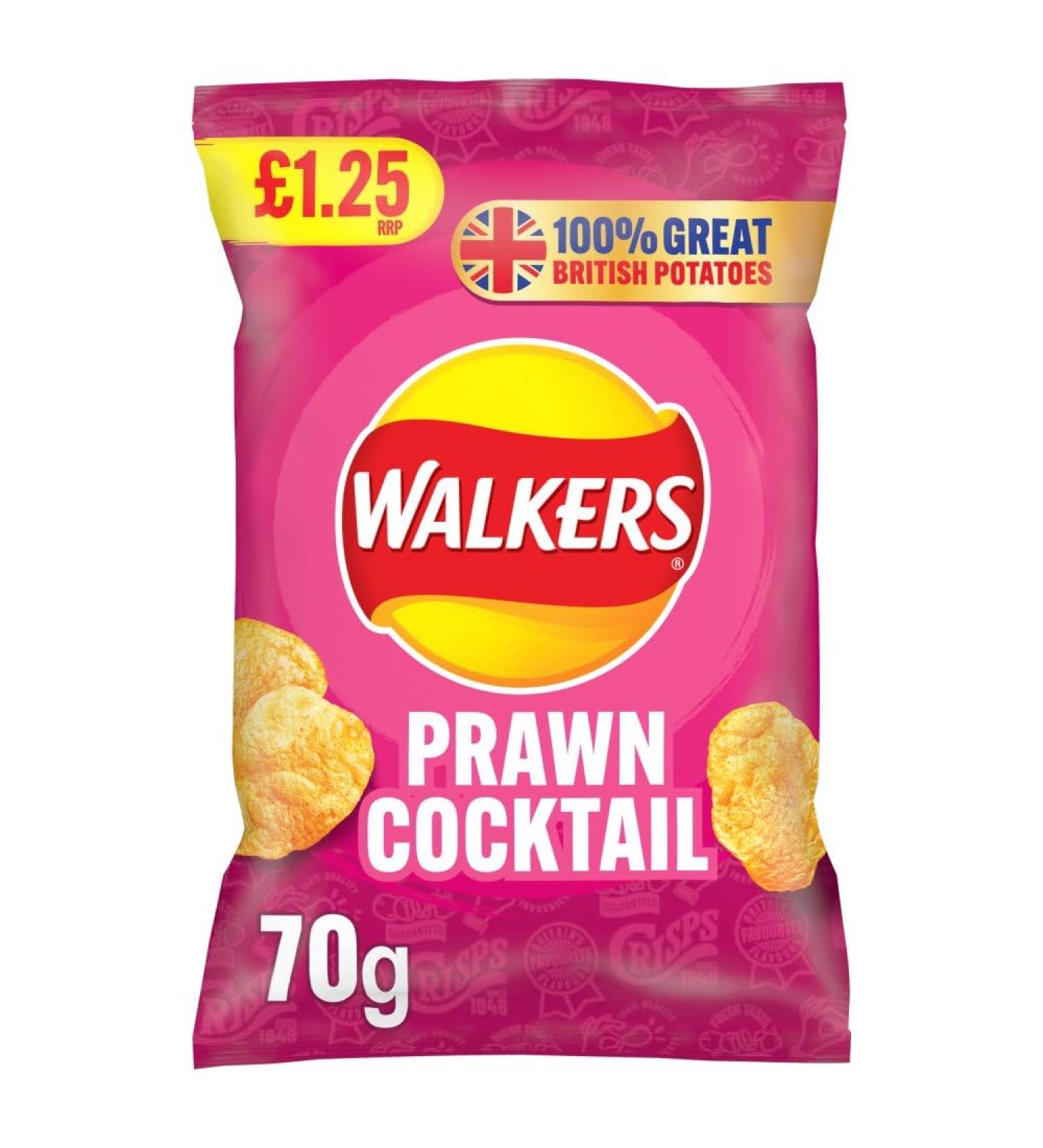 Walkers Prawn Cocktail Crisps 70g (Case Of 18)