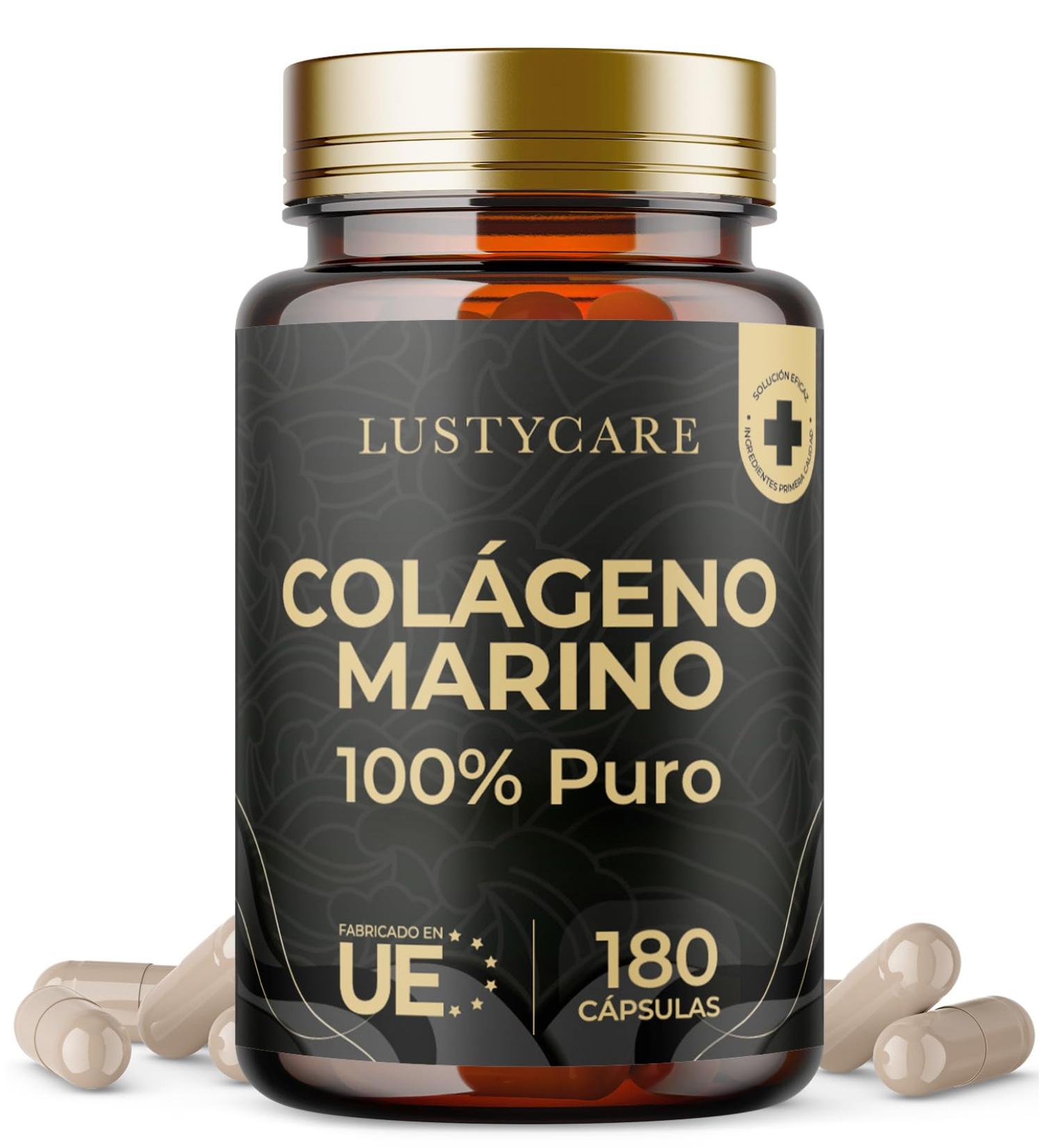 Hydrolyzed Marine Collagen | 180 Marine Collagen Capsules Hydrolyzed Collagen Peptides Collagen Proteins - Bone Muscle Joints Skin Hair - Lustycare - Buy Online on GoSupps.com