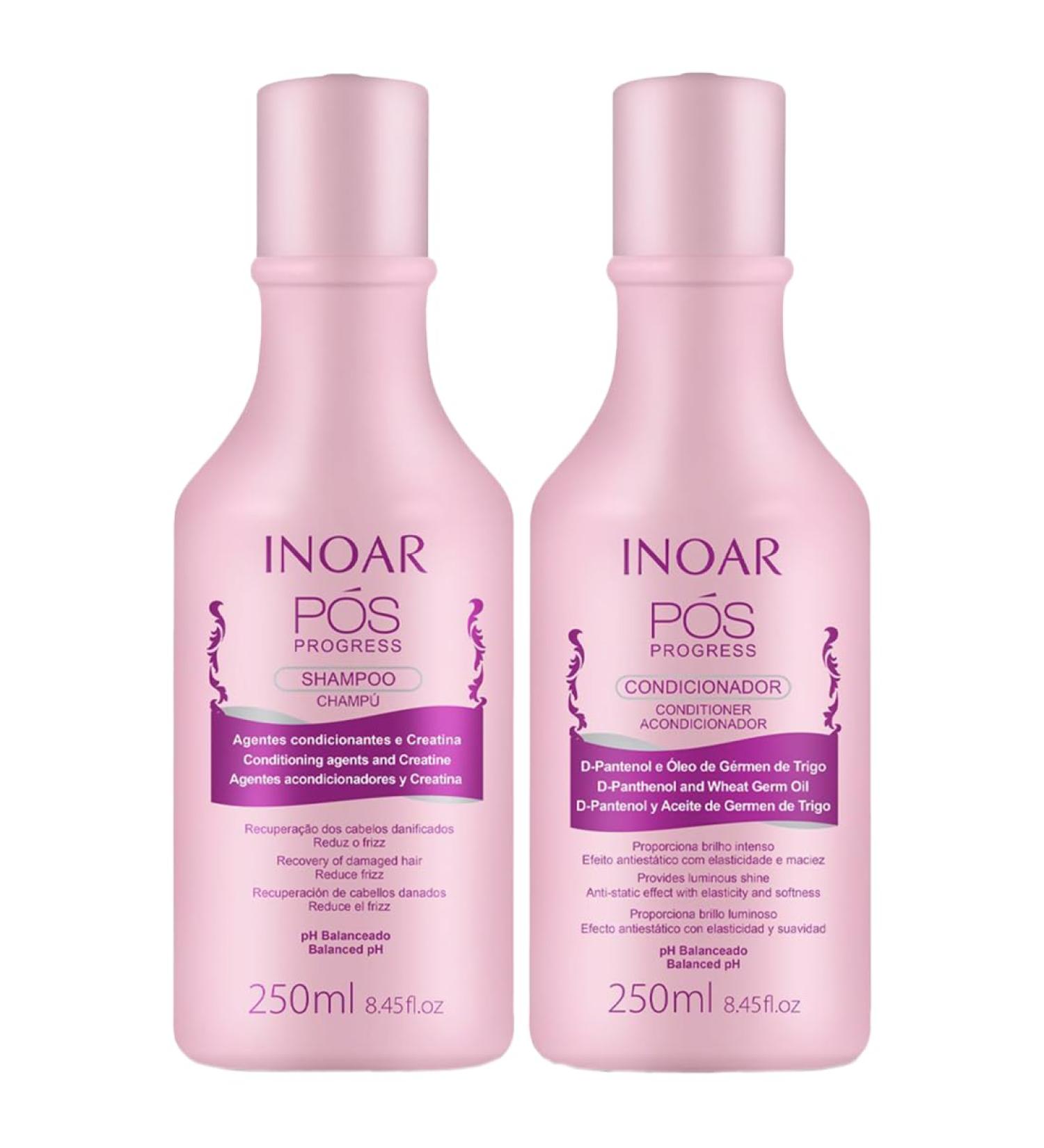 INOAR POS Progress Shampoo & Conditioner Kit - Vegan Keratin Treatment for Strong Soft & Smooth Hair - Anti-Frizz Hair Repair for Men & Women (8.45 oz - Buy Online on GoSupps.com