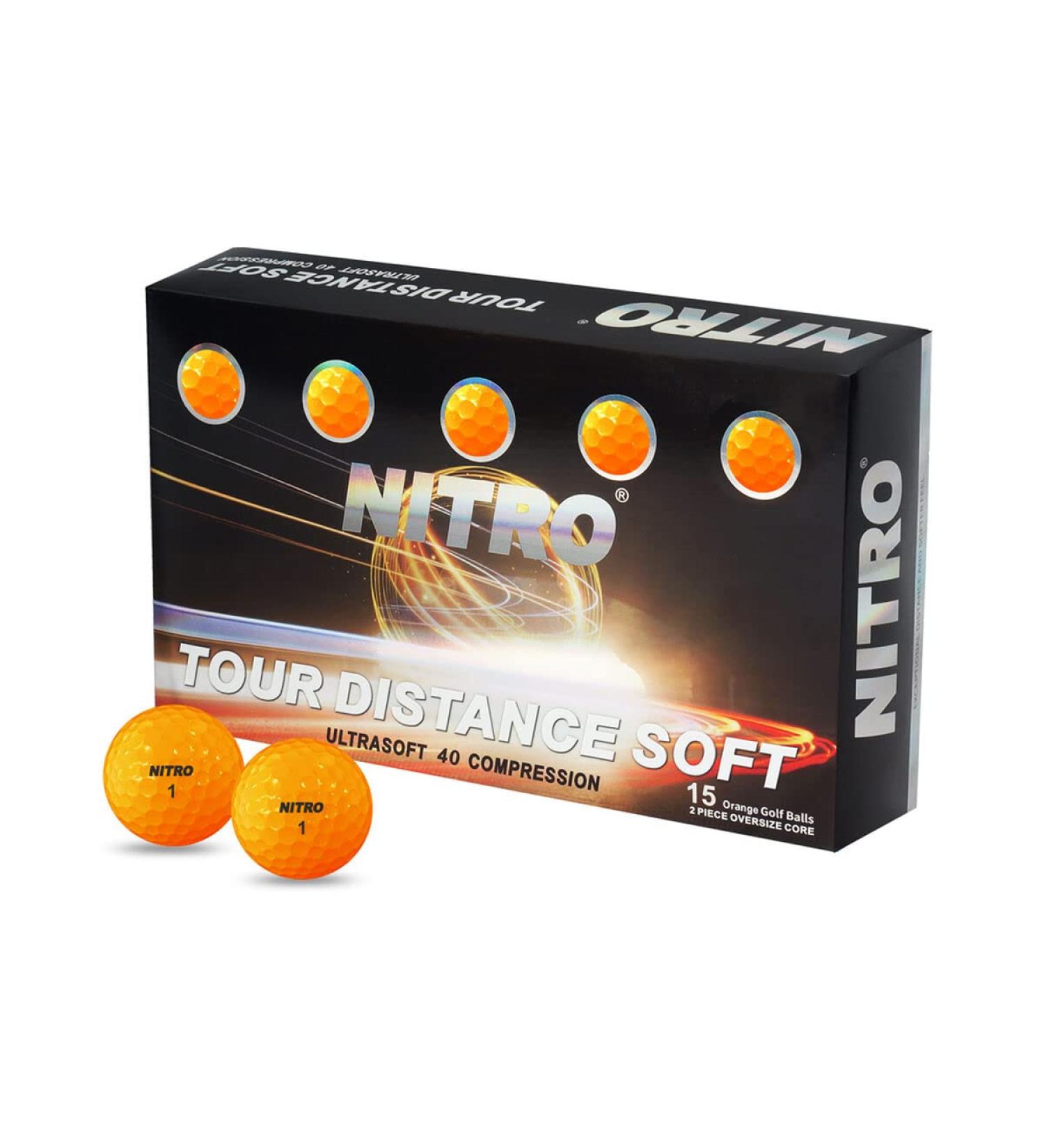 Nitro Tour Distance Soft Golf Balls 15-Ball Orange