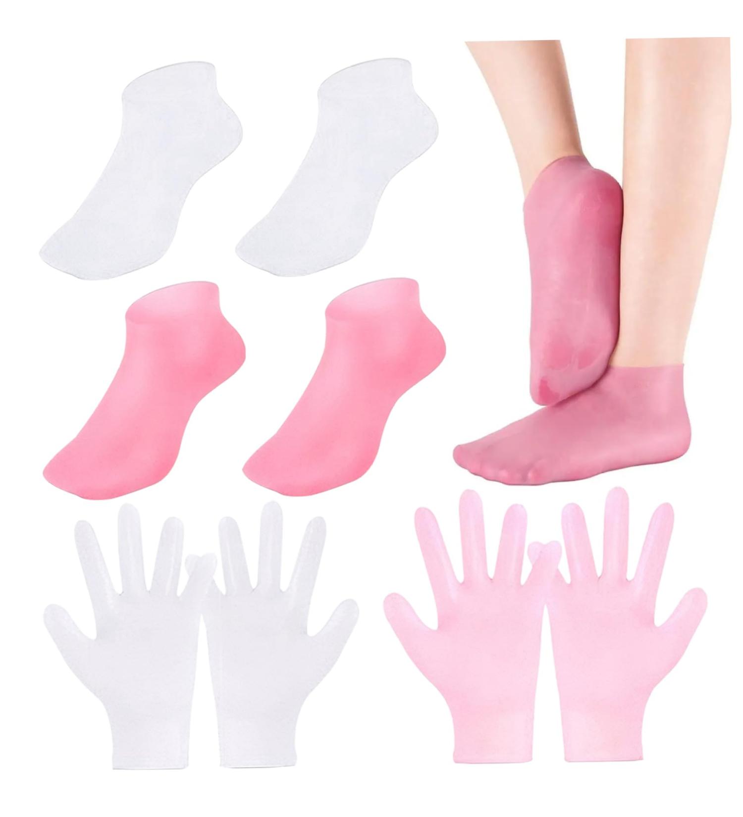 4 Pairs Silicone Moisturizing Gloves & Socks Set Anti Slip Spa Socks and Gloves 2 Colors Hands Feet Skin Care High Elasticity Gloves and Socks Moisturizing Gloves & Socks - Buy Online on GoSupps.com
