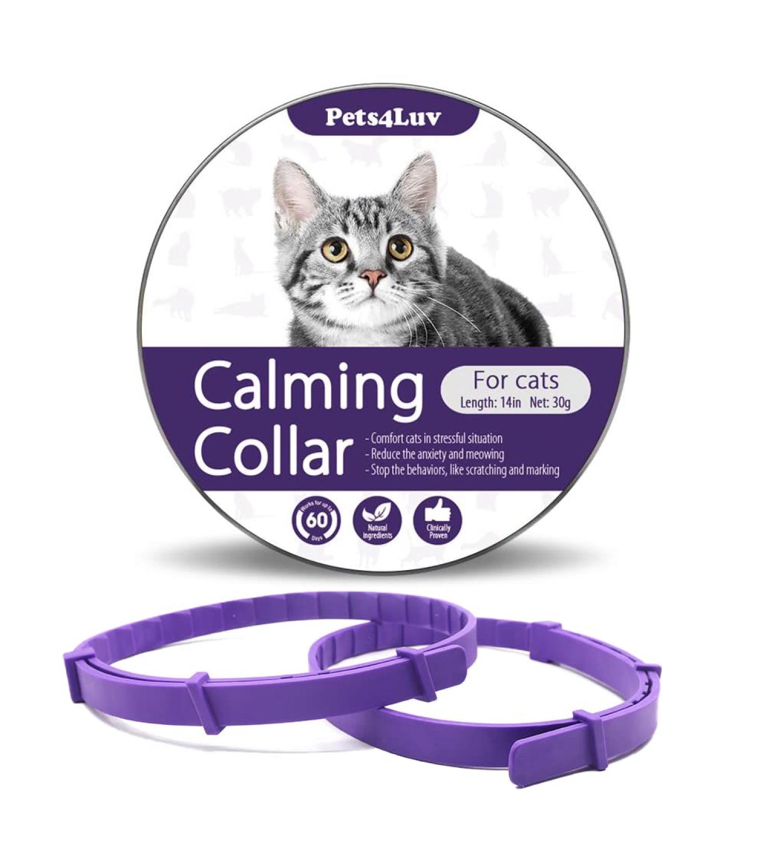 Pets4Luv Calming Collar for Cats - Anxiety Relief with Pheromone Technology - Adjustable & Waterproof - Suitable for Small, Medium, & Large Cats - Buy Online on GoSupps.com
