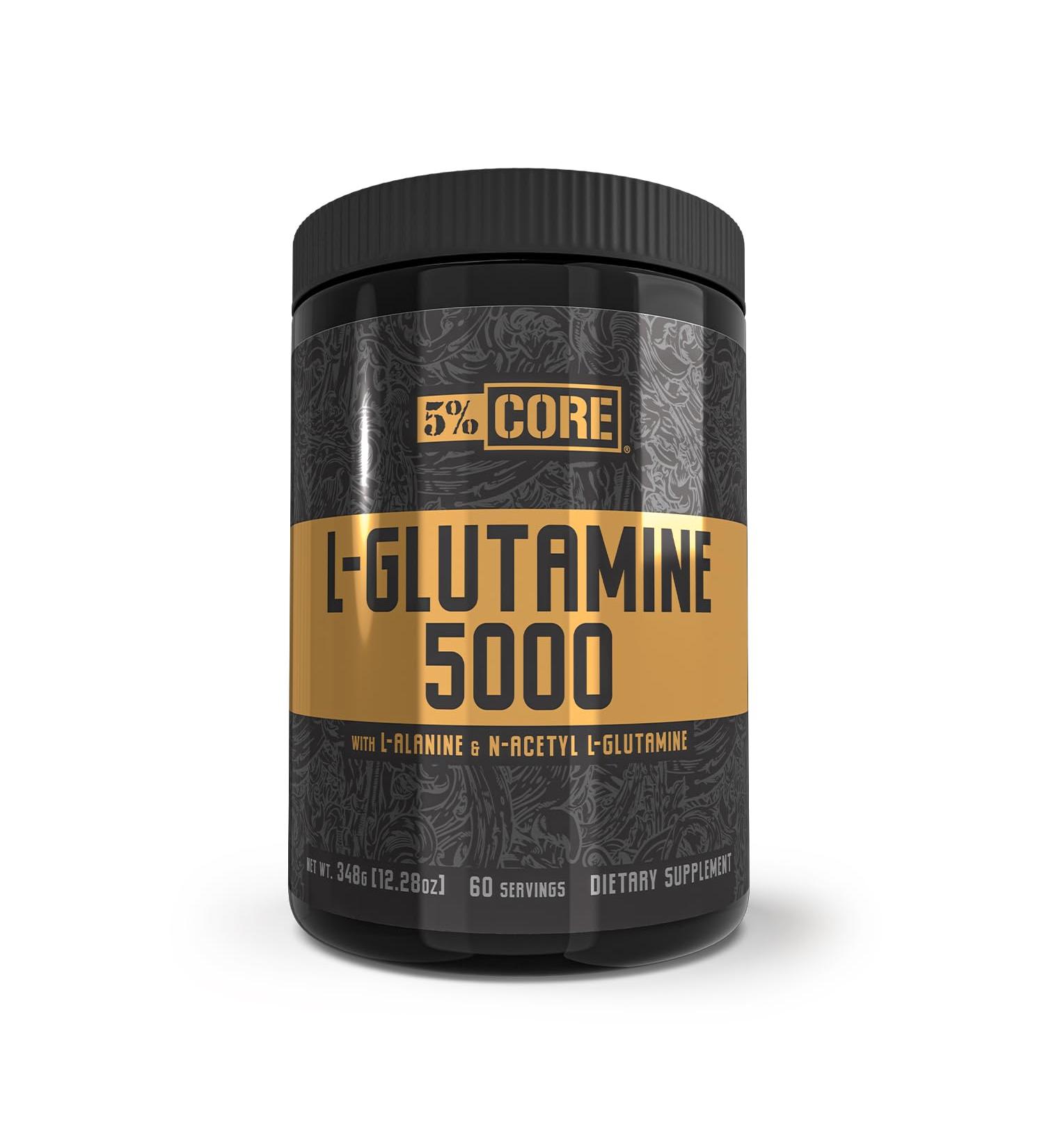 5% Nutrition Core L-Glutamine 5000 Supplement w/L-Alanine | Immune & Digestive Support | Amino Acid Muscle Builder Post Workout Recovery | Unflavored (60 Servings) - Buy Online on GoSupps.com