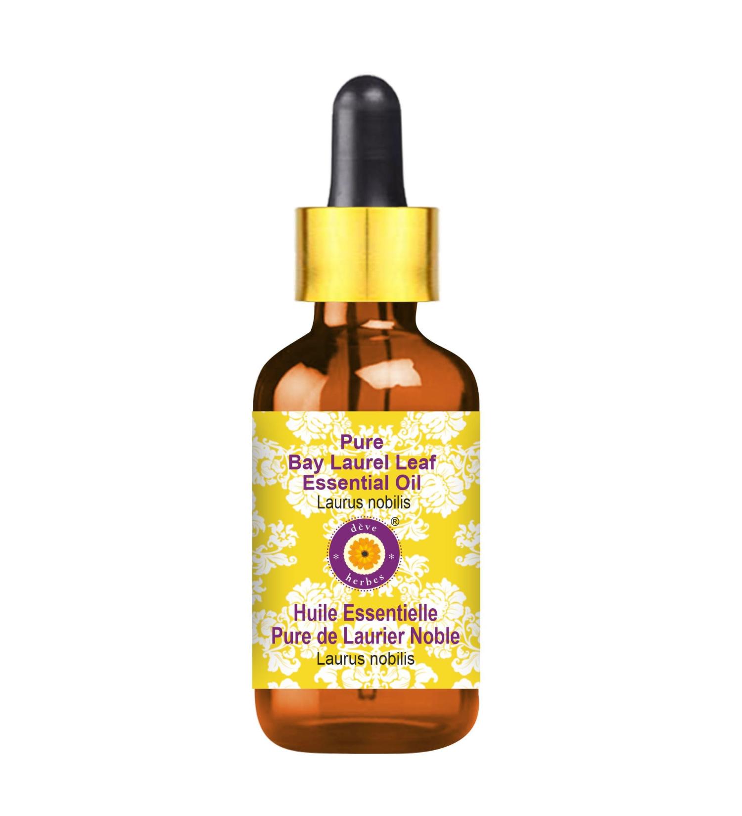 Deve Herbes Pure Bay Laurel Leaf Essential Oil (Laurus nobilis) with Glass Dropper Steam Distilled 30ml (1 oz) - Buy Online on GoSupps.com