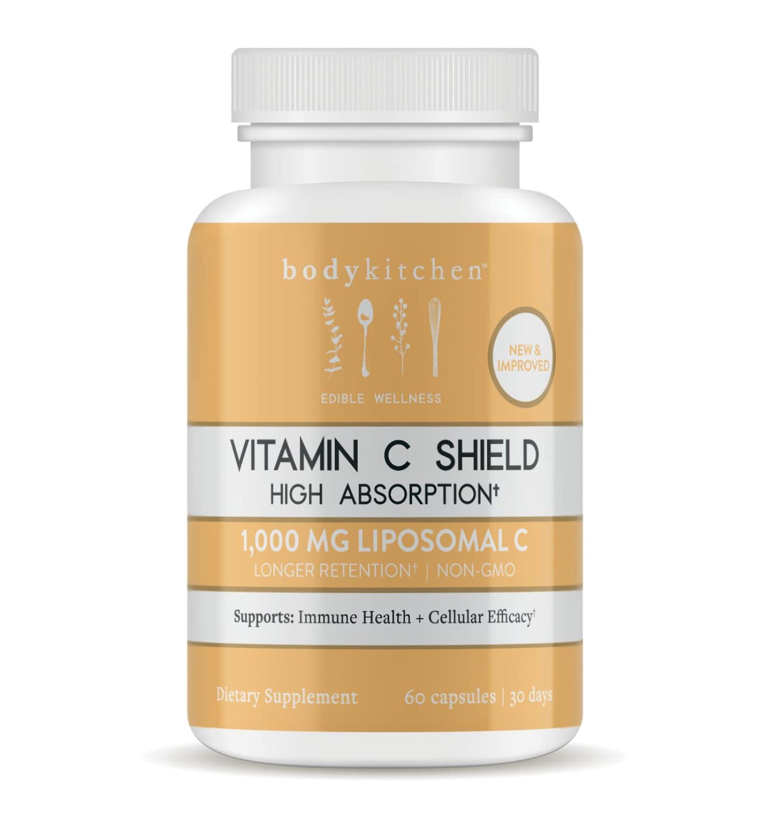 Body Kitchen Liposomal Vitamin C Shield, 1000mg PureWay-C, High Absorption, Non-GMO, Supports Immune Health and Cellular Efficacy, Veggie Caps, 60 Count - Buy Online on GoSupps.com